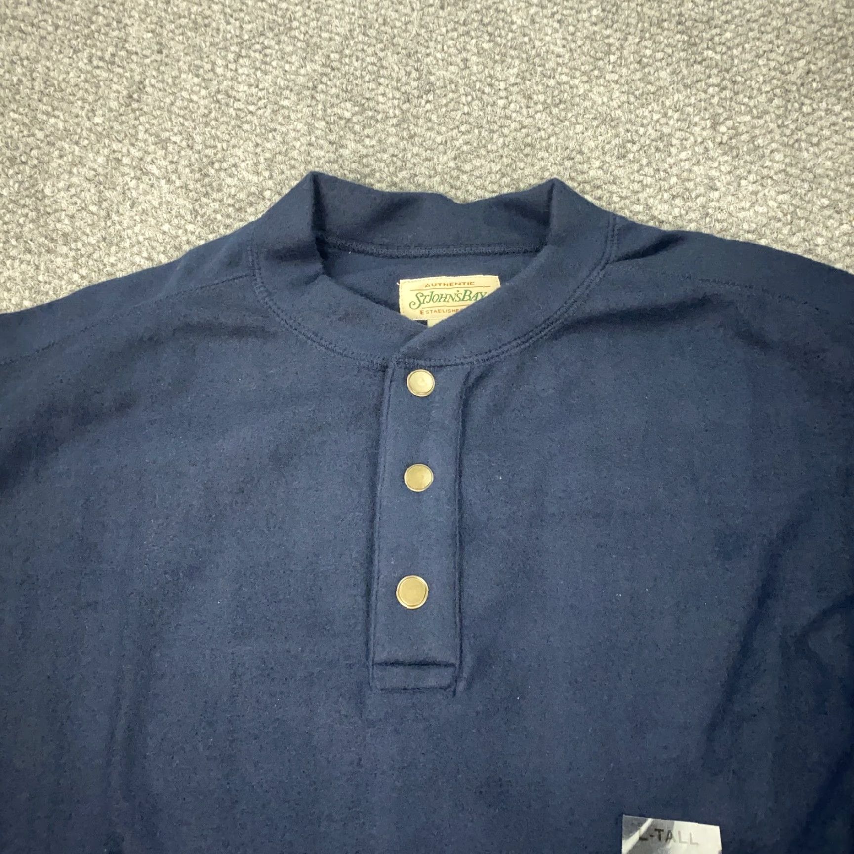 Vintage St Johns Bay Henley Pullover Mens Large Tall Heavyweight Polyester Casual NOS Size US L / EU 52-54 / 3 - 2 Thumbnail
