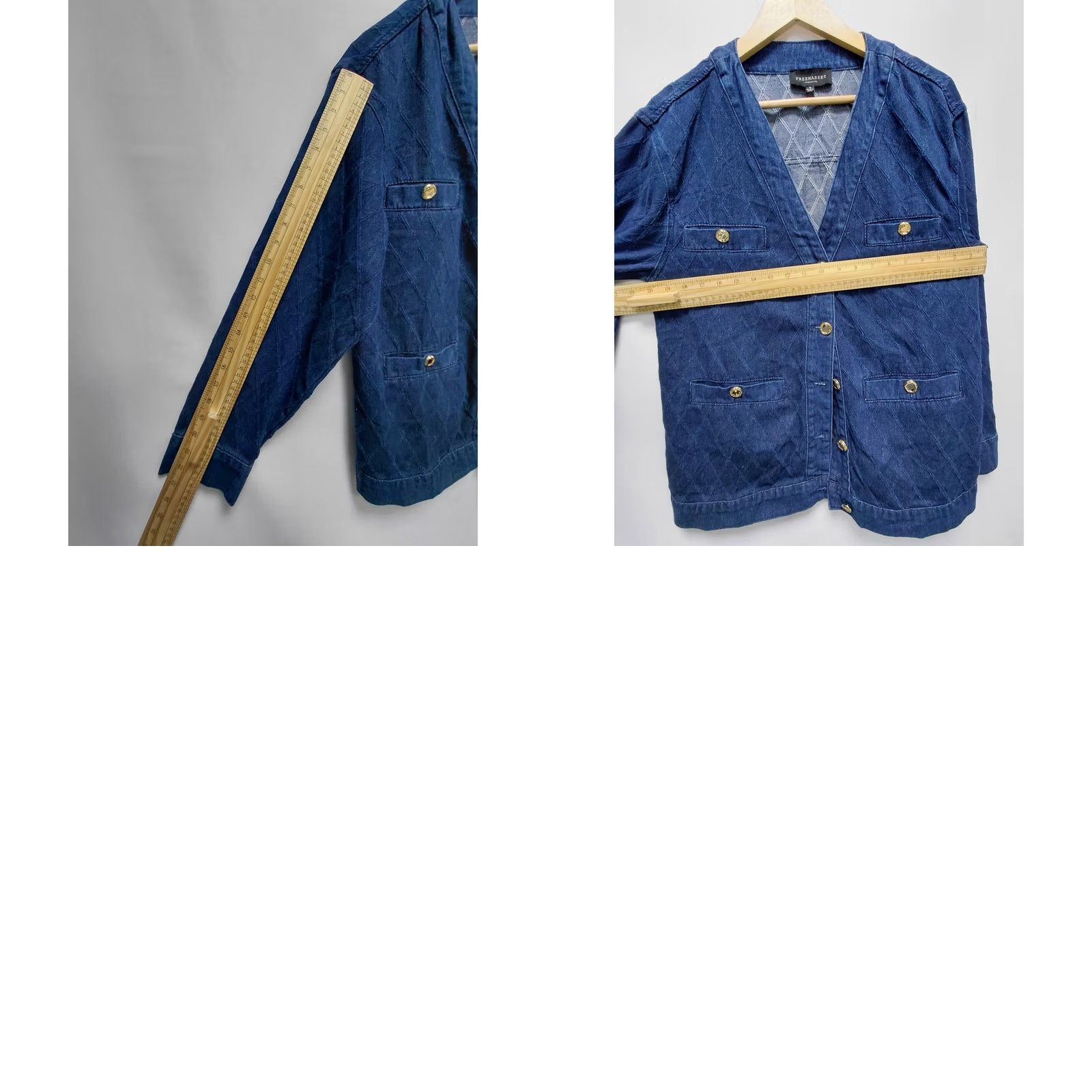 Vintage FREEMARKET Jacket Blue Solid Denim 100% Cotton Zip Button Hip Length S Womens Size S / US 4 / IT 40 - 8 Thumbnail