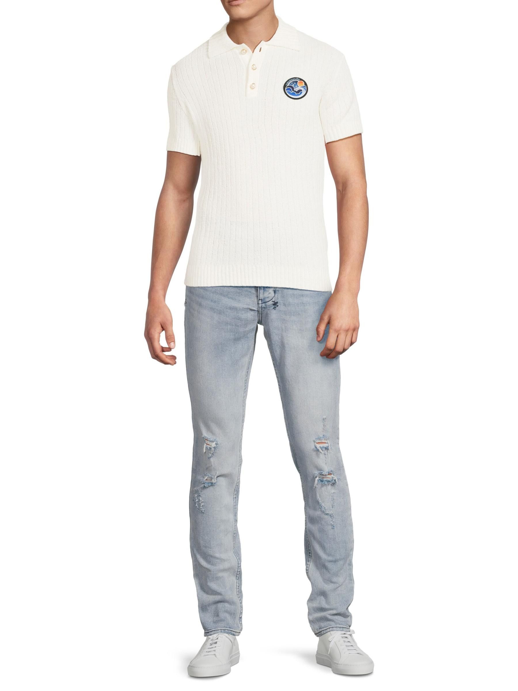 Casablanca os11x0725 Boucle Polo Shirt in White Size US XL / EU 56 / 4 - 6 Thumbnail