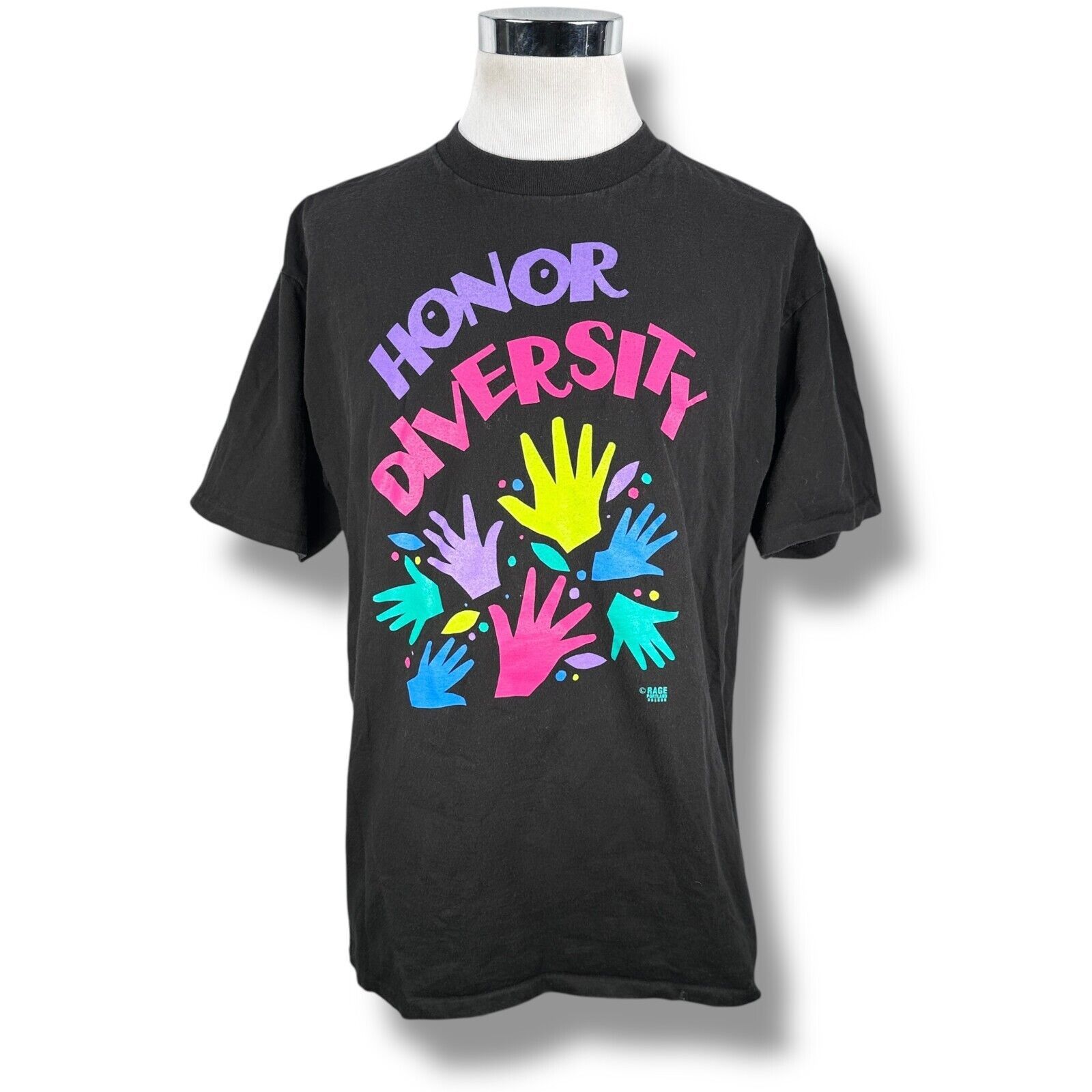 Other Vintage Honor Diversity T-Shirt Mens XL Black Cotton Art Size US XL / EU 56 / 4 - 1 Thumbnail