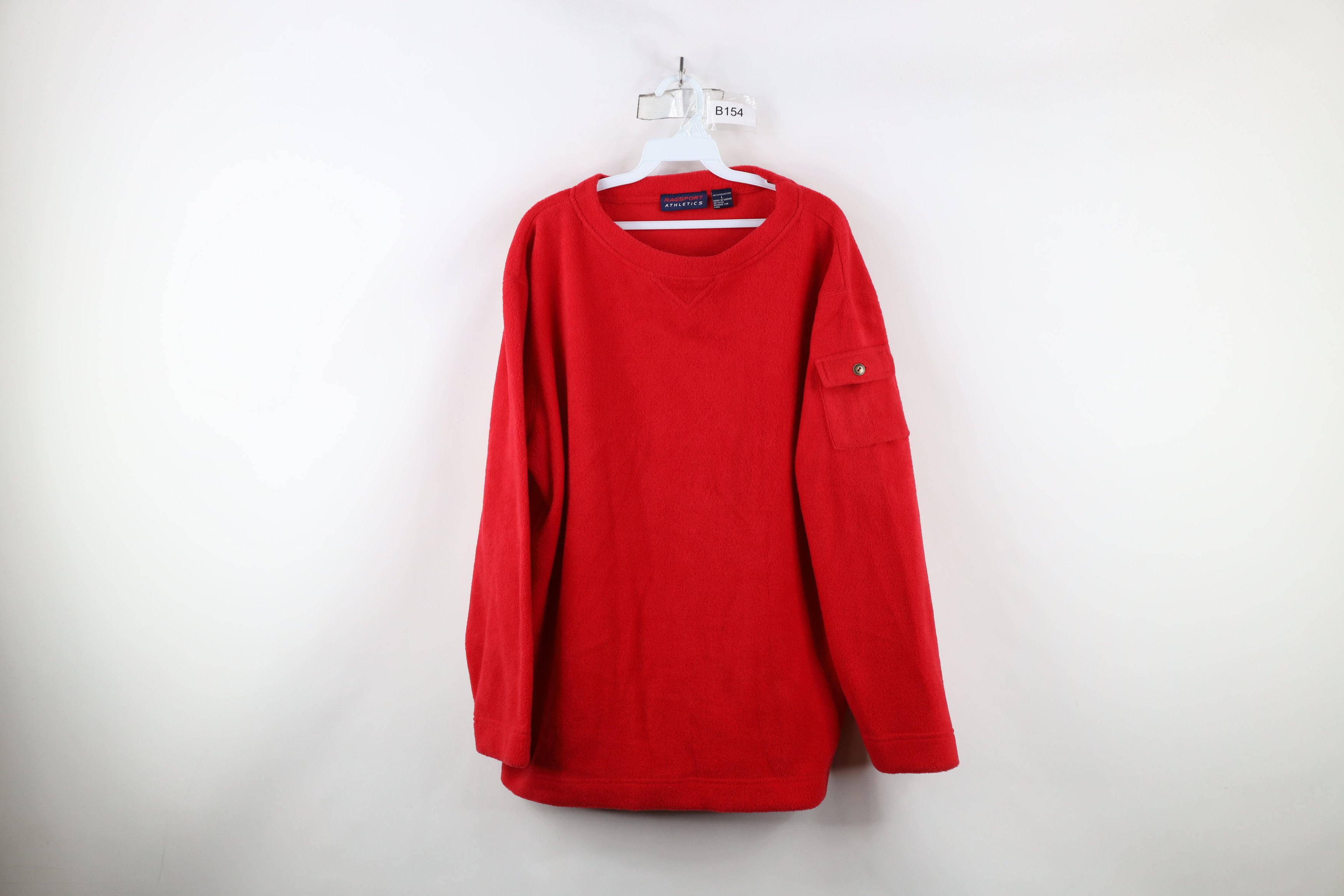 Vintage Vintage 90s Streetwear Pocket Fleece Crewneck Sweater Red Size US L / EU 52-54 / 3 - 1 Thumbnail
