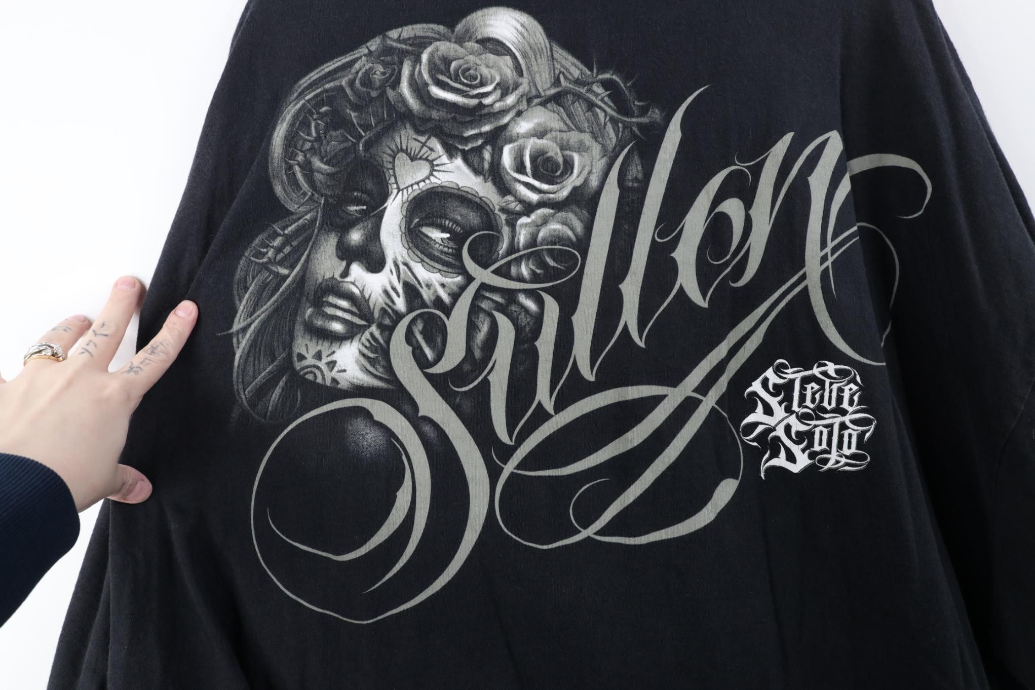 Vintage Vintage Y2K Streetwear Pinup Girl Sugar Skull T-Shirt Black Size US XXL / EU 58 / 5 - 14 Thumbnail