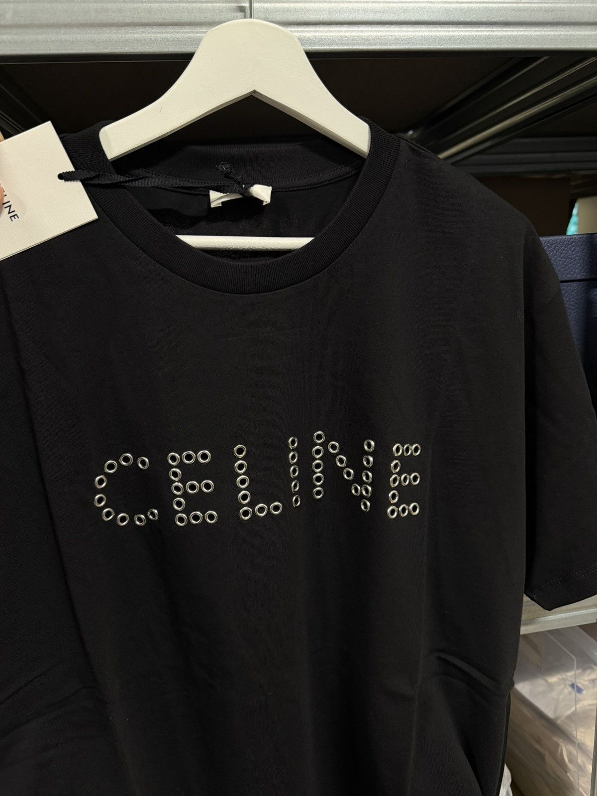 Celine Celine Paris Studded Logo T-Shirt NEW 900$ Size US M / EU 48-50 / 2 - 2 Thumbnail