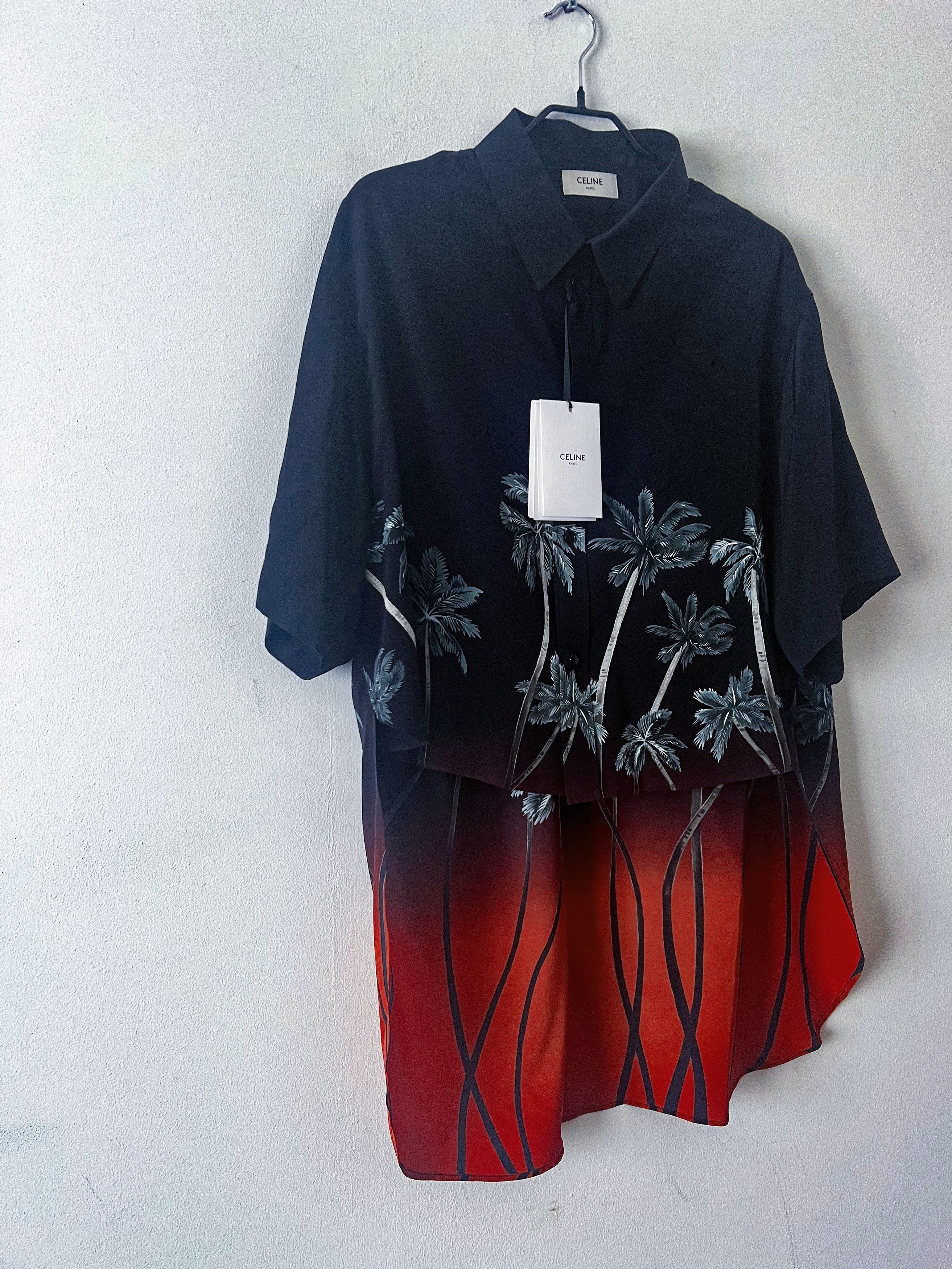 Celine Runway SS22 silk no viscosa palm shirt Size US M / EU 48-50 / 2 - 3 Thumbnail