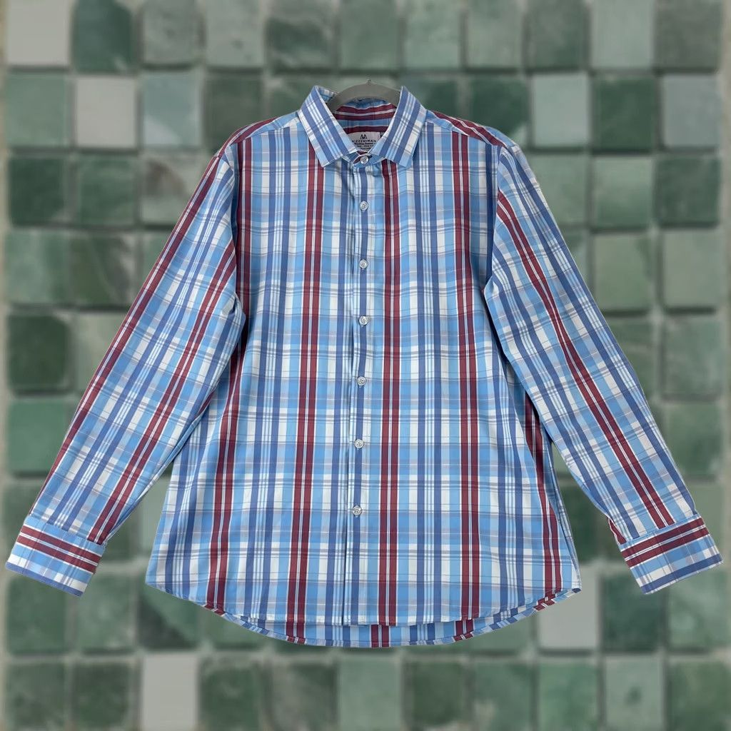 Mizzen+Main Mizzen+Main Button-Up Shirt Mens Large Blue Plaid USA Made Trim Fit Size US L / EU 52-54 / 3 - 1 Thumbnail