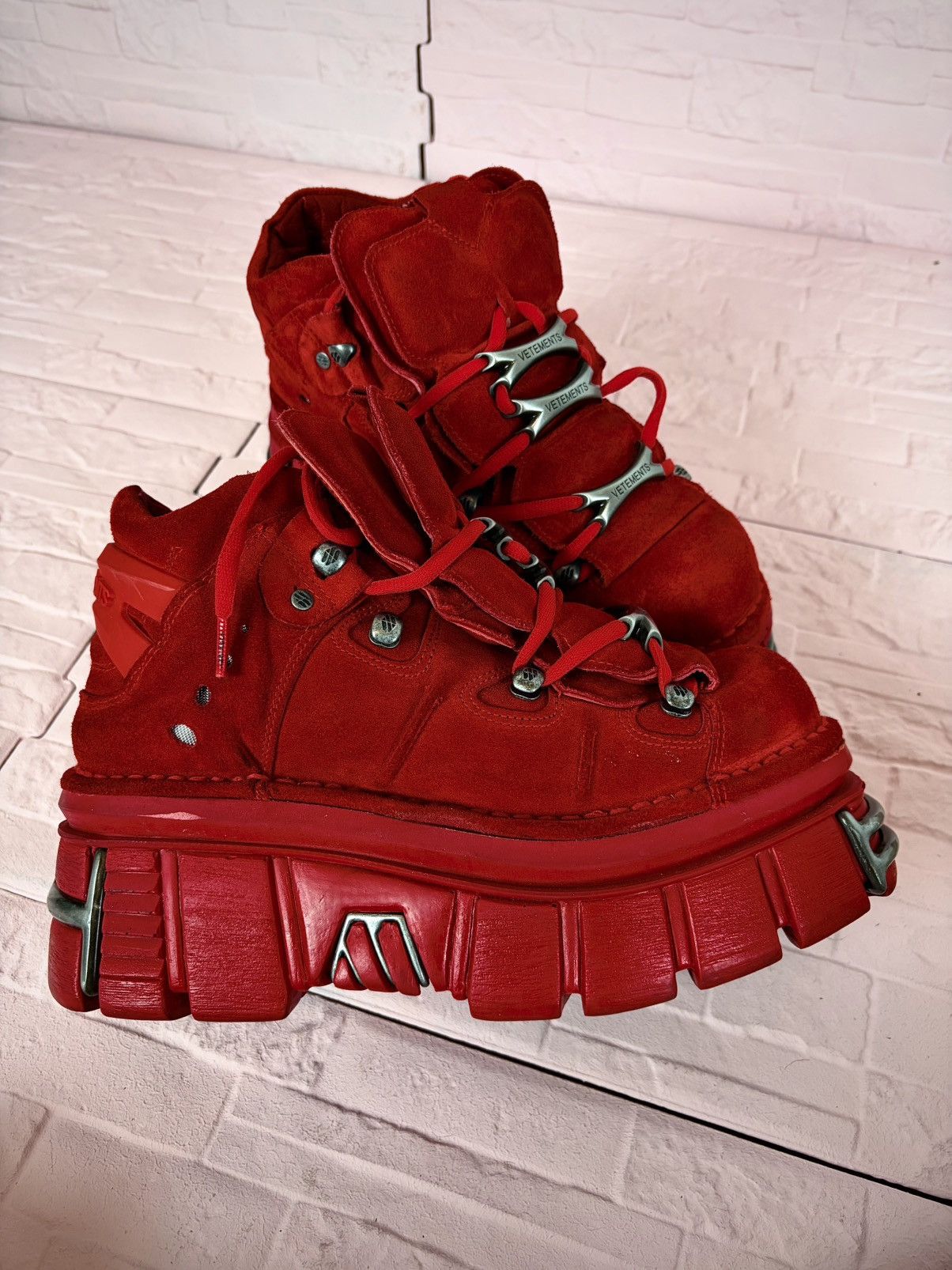 New Rock × Vetements Vetements Newrocks red suede leather Size US 10 / EU 43 - 3 Thumbnail