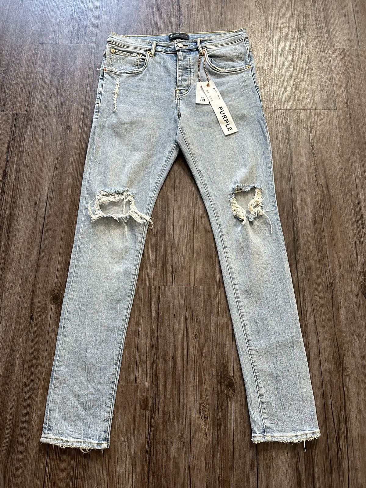 Pre-owned Purple Brand P002 Distressed Denim Jeans In Light Blue