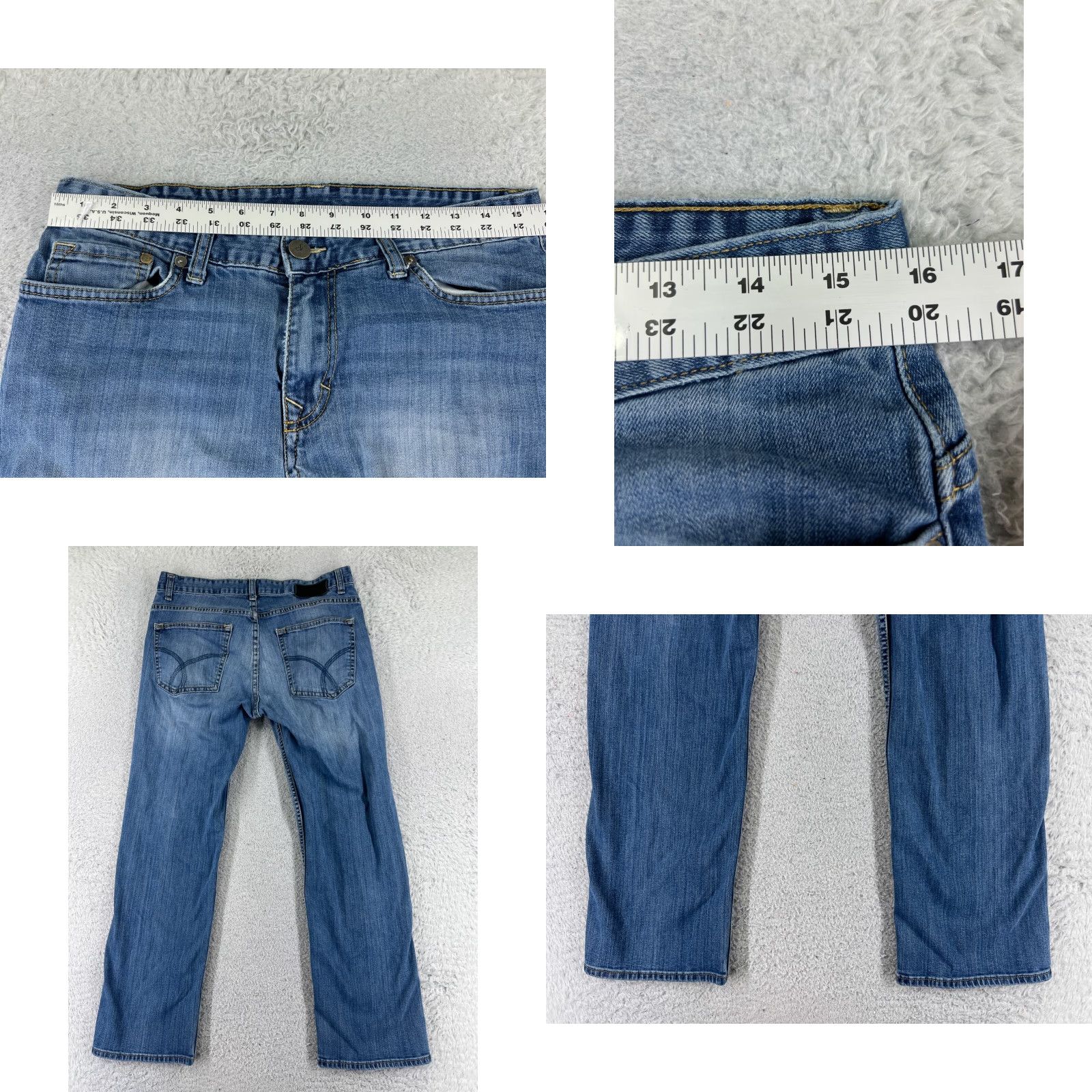 Calvin Klein Calvin Klein Pants Men 32 Blue Denim Jean Boot Cut Cotton Blend Embroider 32x27 Size US 32 / EU 48 - 9 Thumbnail