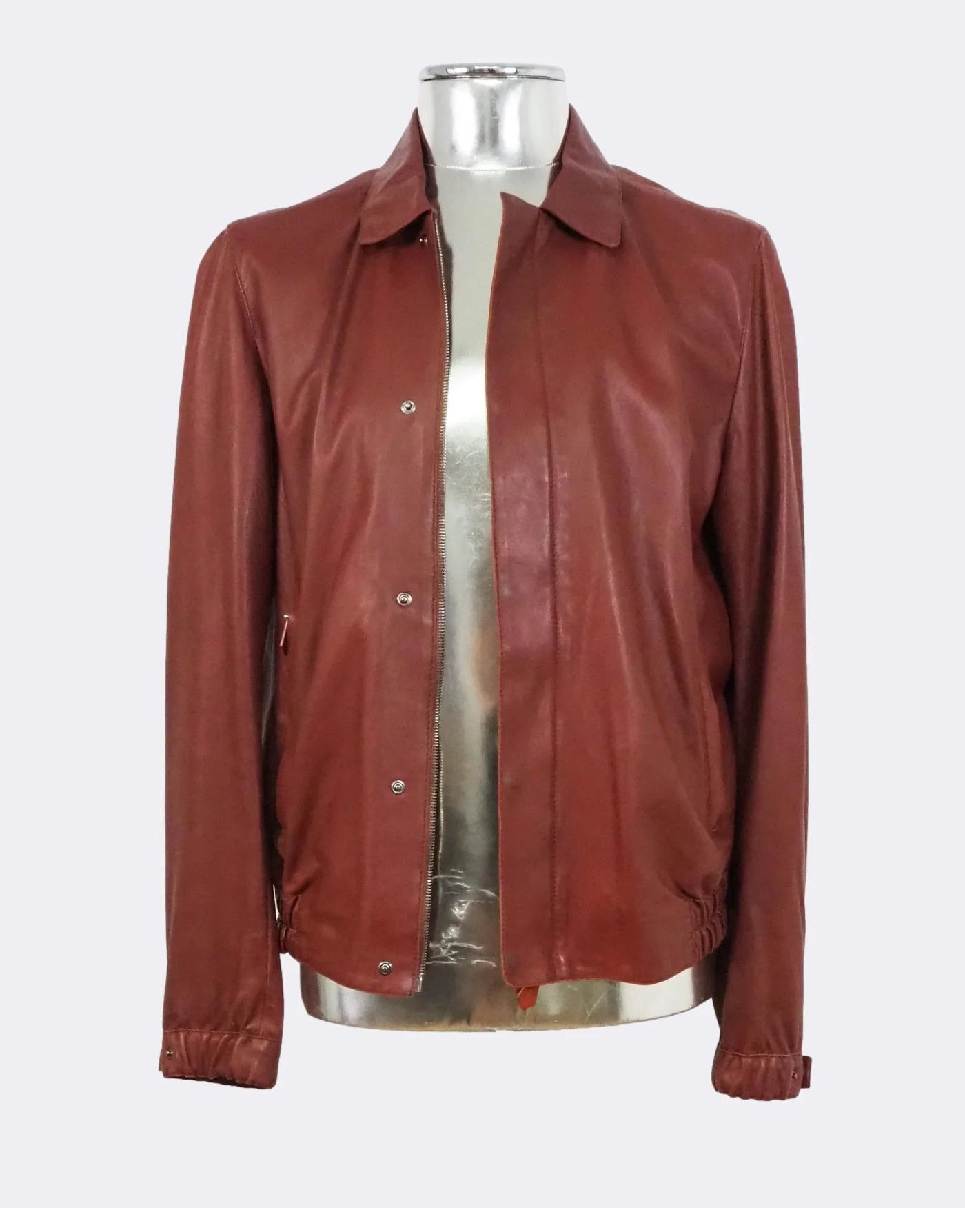 Trussardi Men's Trussardi Lightweight Leather Bomber Jacket $1155 Size US M / EU 48-50 / 2 - 8 Thumbnail