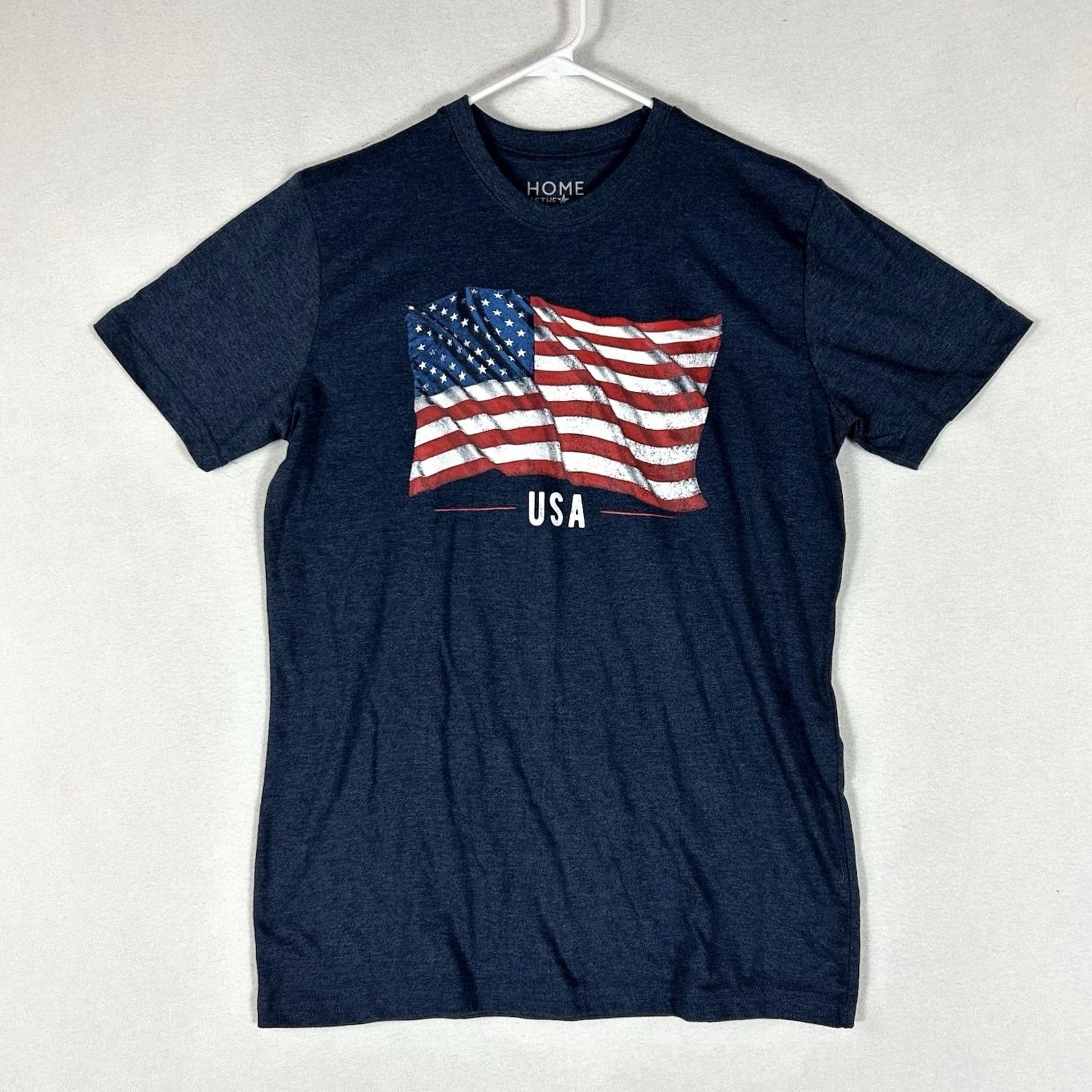 Vintage Home Of The Brave T-Shirt Men's Medium Blue Graphic Print Flag Crewneck Short Sleeve Shirt Size US M / EU 48-50 / 2 - 2 Thumbnail