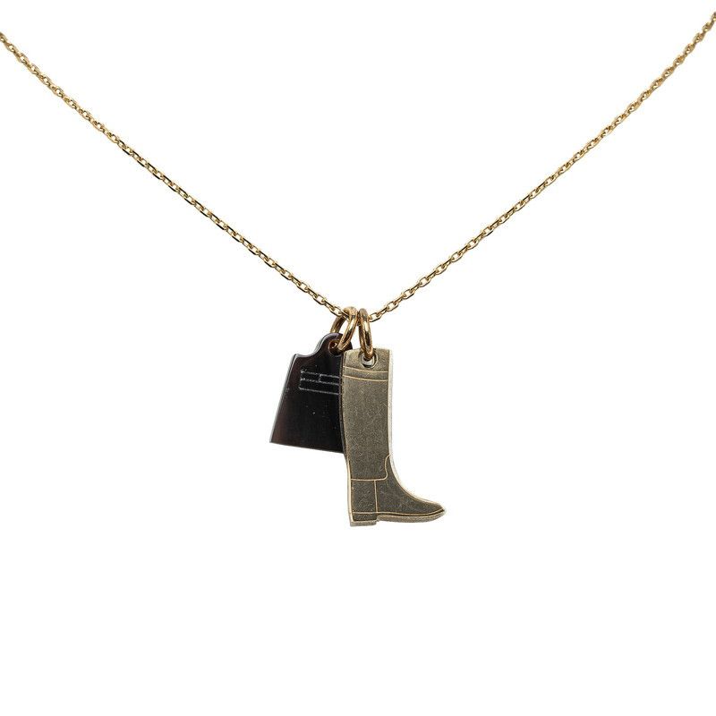 image of Hermes Amulette Maroquinier Pendant Necklace in Gold, Women's