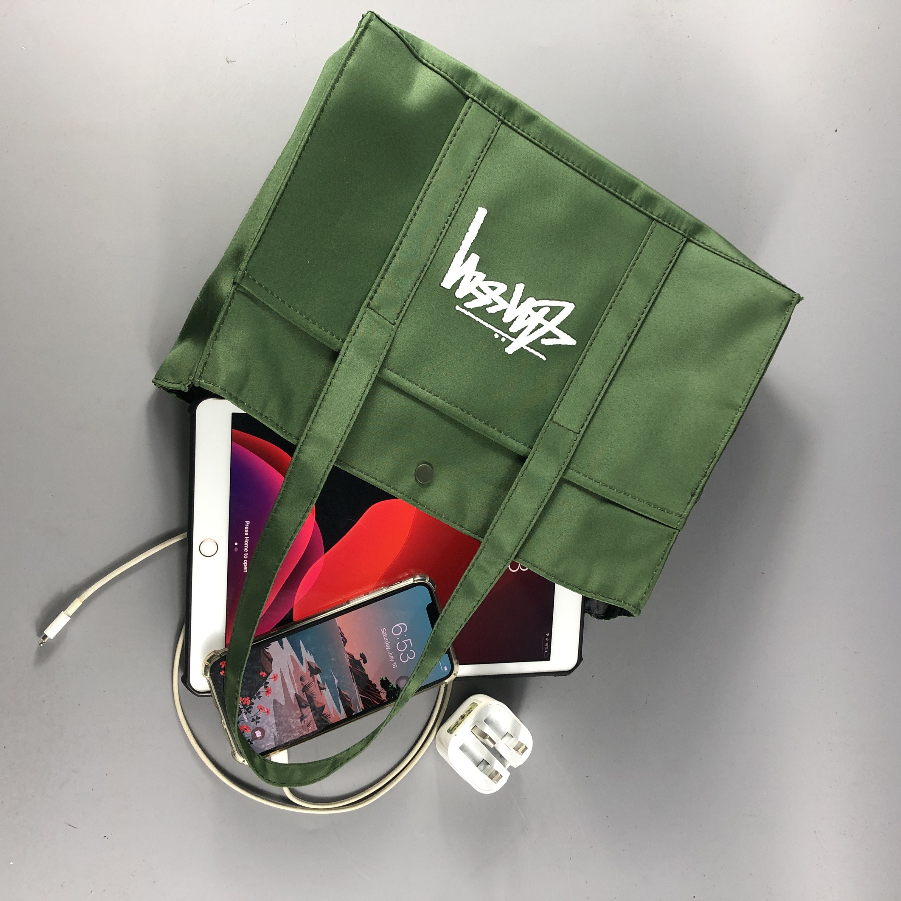Stussy AUTHENTIC 🇯🇵 Stussy Magazine Military Color Tote Bag Size ONE SIZE - 5 Thumbnail