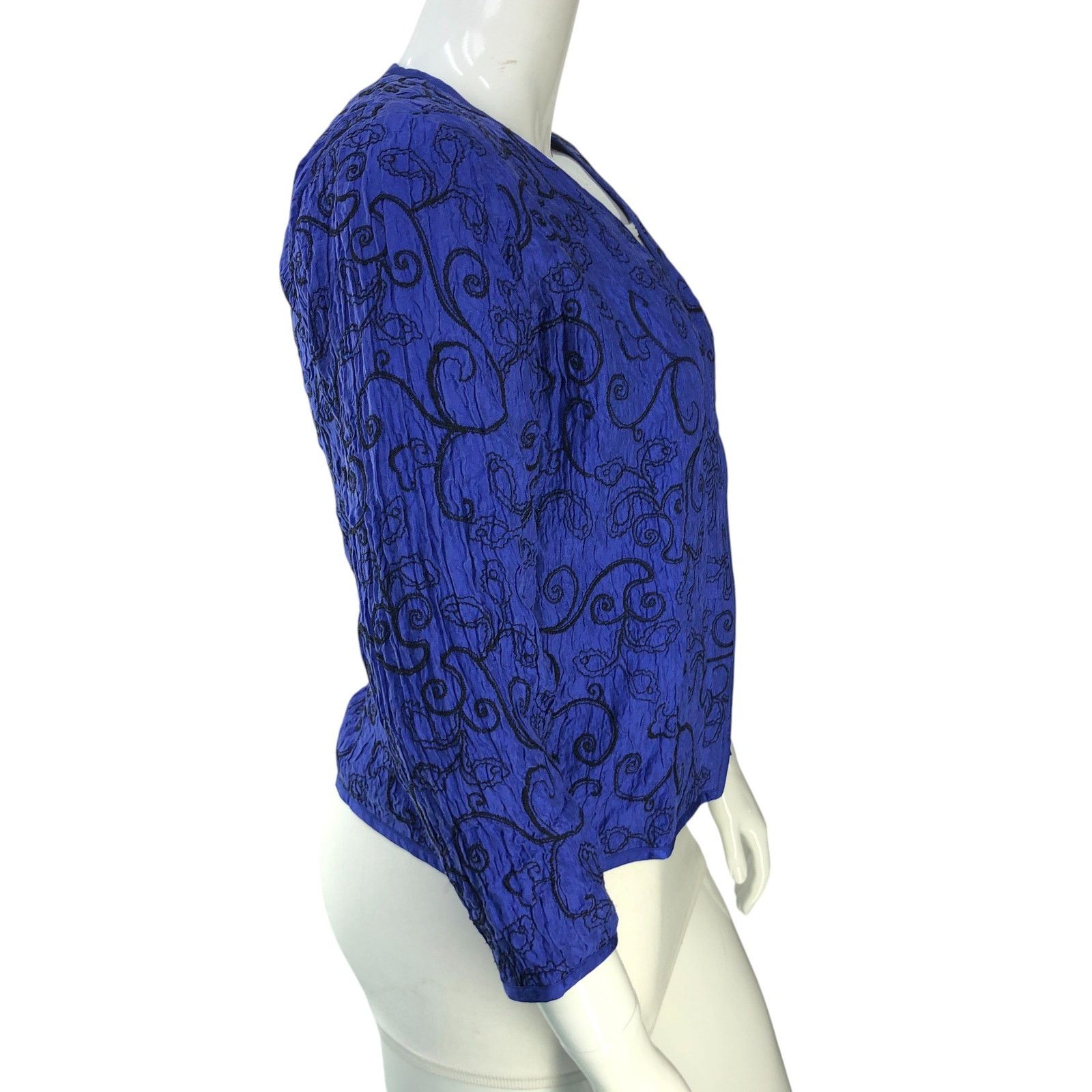 Chicos Chicos Size 1 US 8 Cardigan Open Front Silk Embroidered Size M / US 6-8 / IT 42-44 - 9 Thumbnail