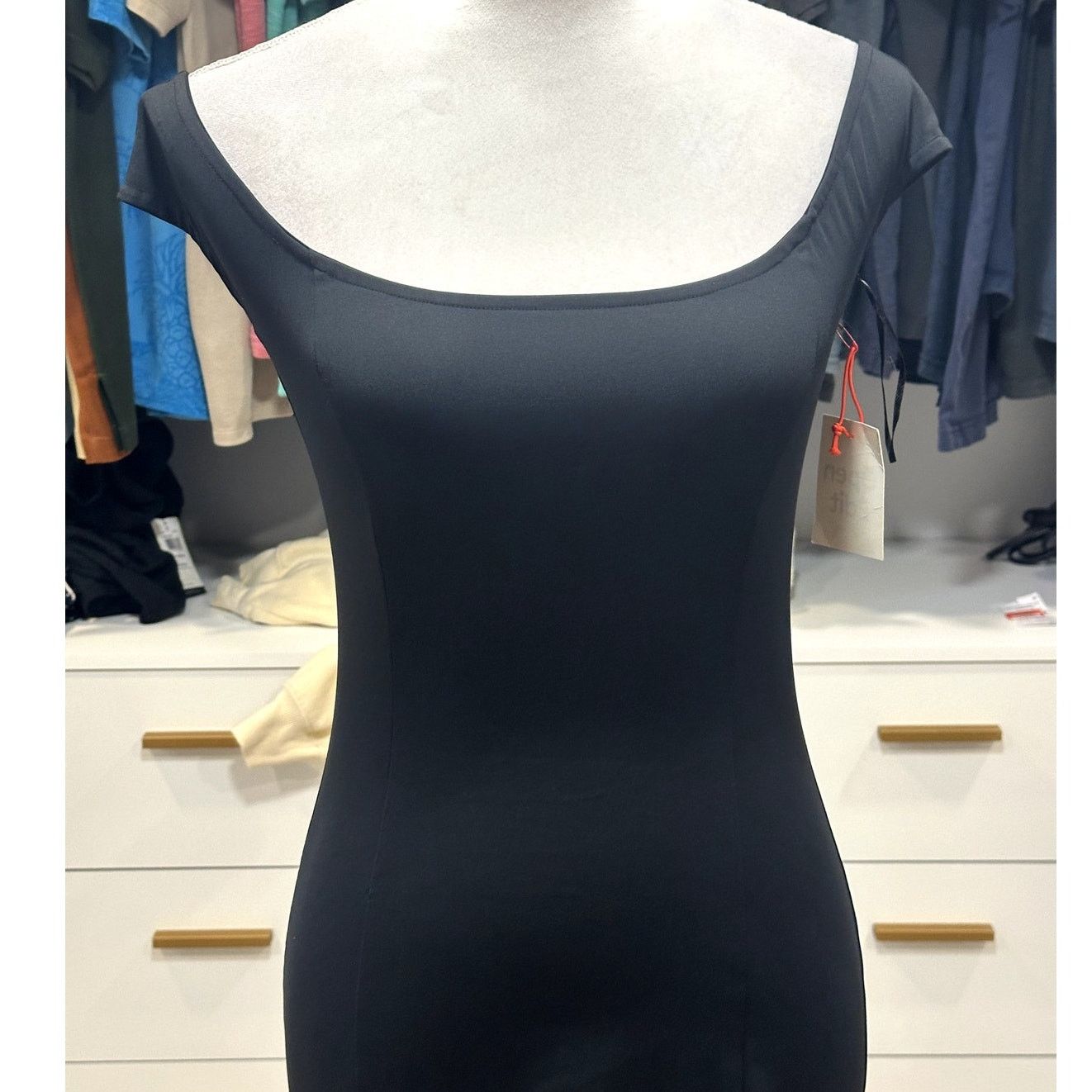 Other Open Edit Black Bodycon Off The Shoulder Mini Dress XS NWT Size XS / US 0-2 / IT 36-38 - 3 Thumbnail