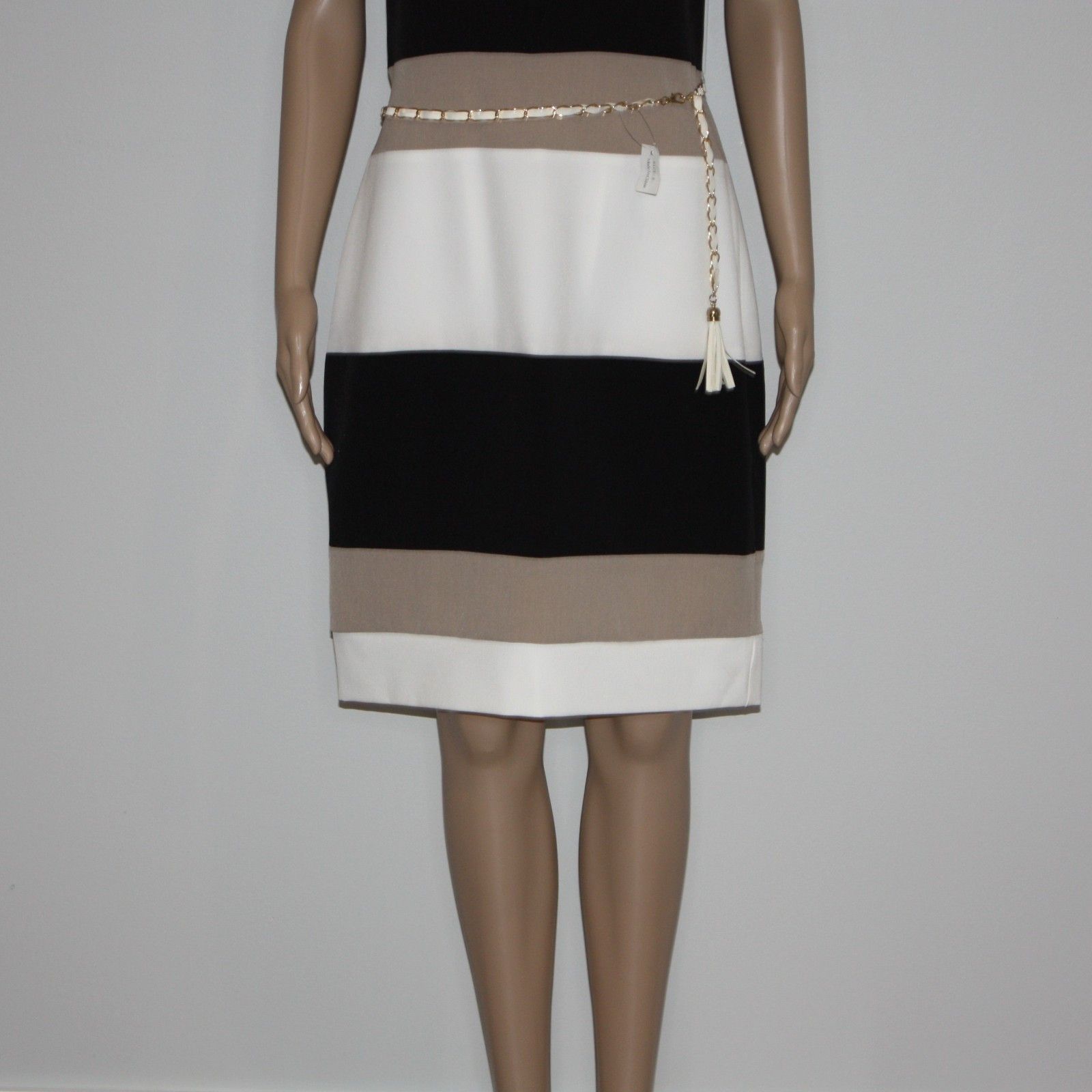 Other SD Collection Neutral Stretch Crepe Color Block Sheath Dress Size M / US 6-8 / IT 42-44 - 7 Thumbnail