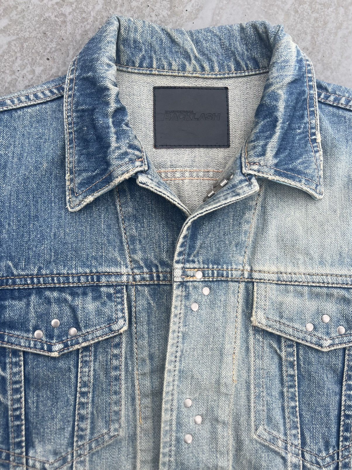 Isamu Katayama Backlash Isamu Katayama Backlash Leather Repair Denim Trucker Jacket Size US M / EU 48-50 / 2 - 3 Thumbnail