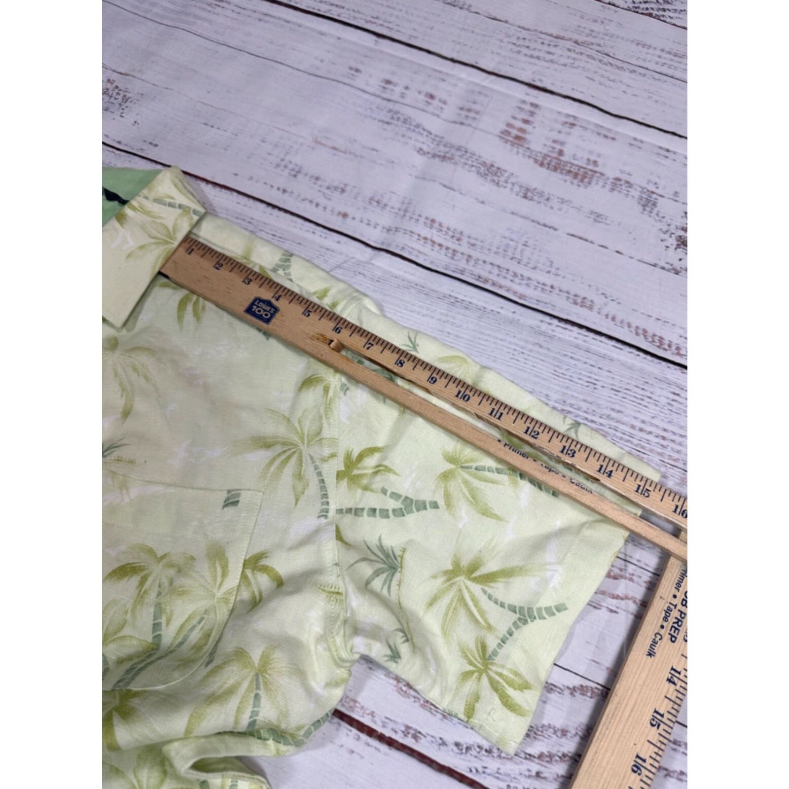 Vintage Bohio Mens Button-Up Short Sleeve Linen Blend Green Palm Tree Print Shirt M Size US M / EU 48-50 / 2 - 3 Thumbnail