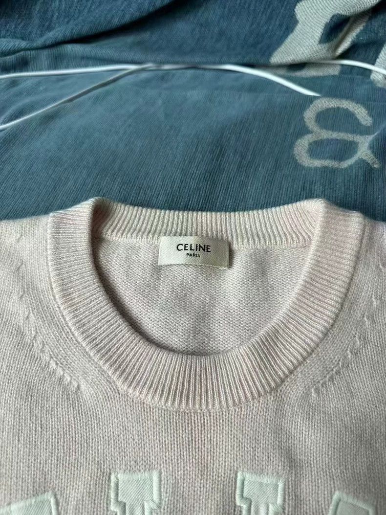Celine Celine Pink Cashmere Letter Sweater Size US S / EU 44-46 / 1 - 2 Thumbnail