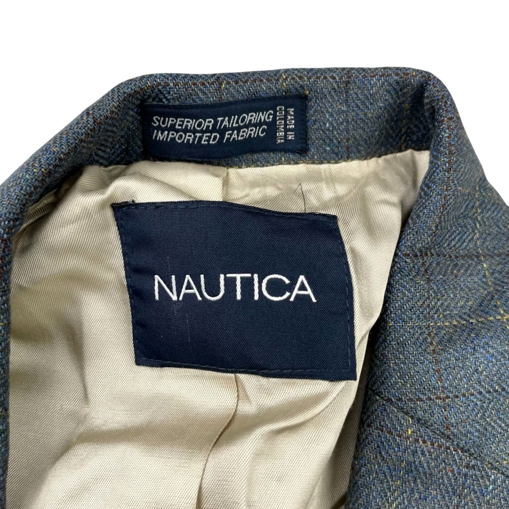 Nautica Nautica Men's Blazer 2-Button Single-Breasted Wool Plaid Navy Blue/Beige/Brown 42R Mens Size 42R - 5 Thumbnail