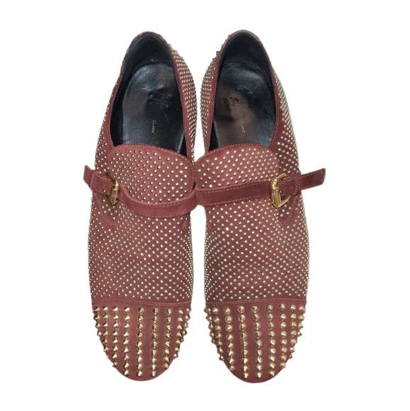 Giuseppe Zanotti Gold Studded Dark Brown Suede Loafers Size US 12 / EU 45 - 3 Thumbnail