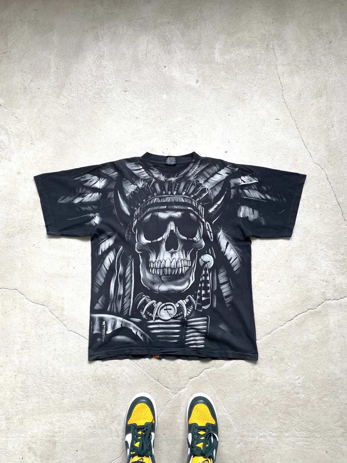 Band Tees × Vintage Rare! 90’s Vintage Indians Skull T Shirt Print All Over Size US L / EU 52-54 / 3 - 1 Thumbnail