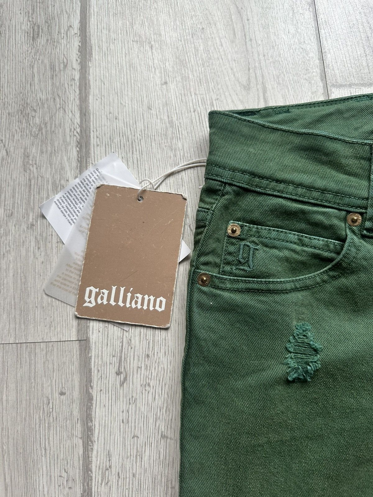 John Galliano John Galliano Distressed Straight Jeans Size 29" - 3 Thumbnail