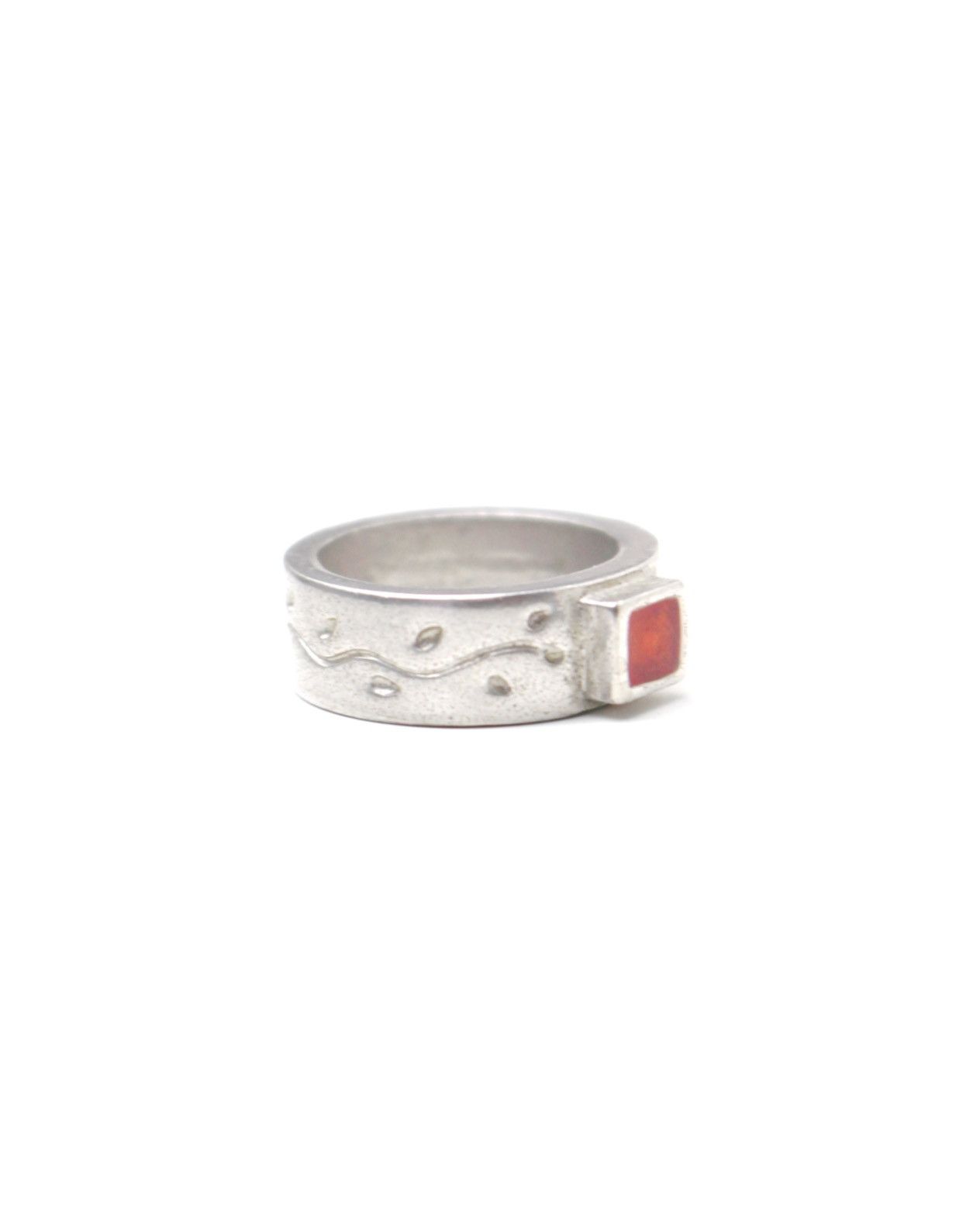 Vintage 2000S JAPANESE MADE BRUSHED SQUARE FACE SILVER-PLATED RING Size ONE SIZE - 2 Thumbnail