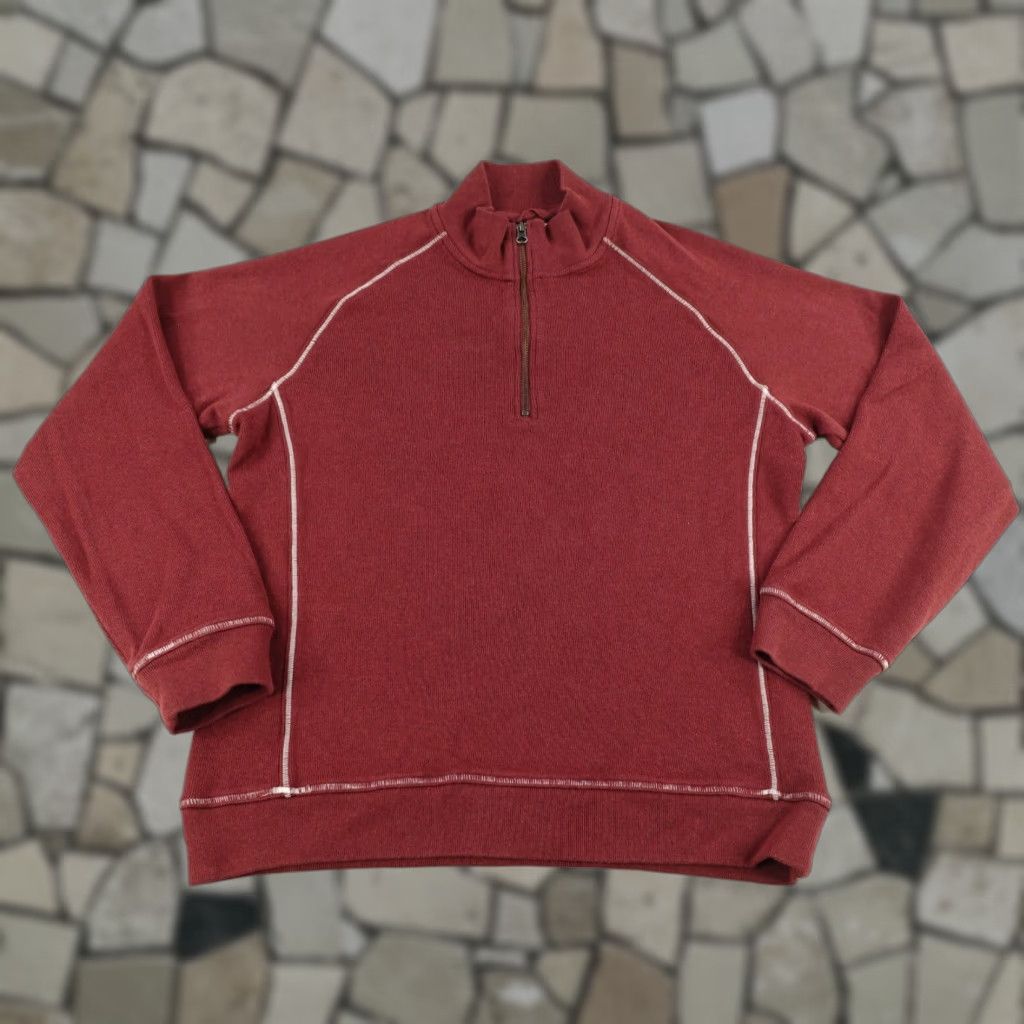 Vintage LL Bean Sweater Men Medium Red 1/4 Zip Pullover Ribbed Traditional Fit Raglan Shirt Mens Size US M / EU 48-50 / 2 - 1 Thumbnail