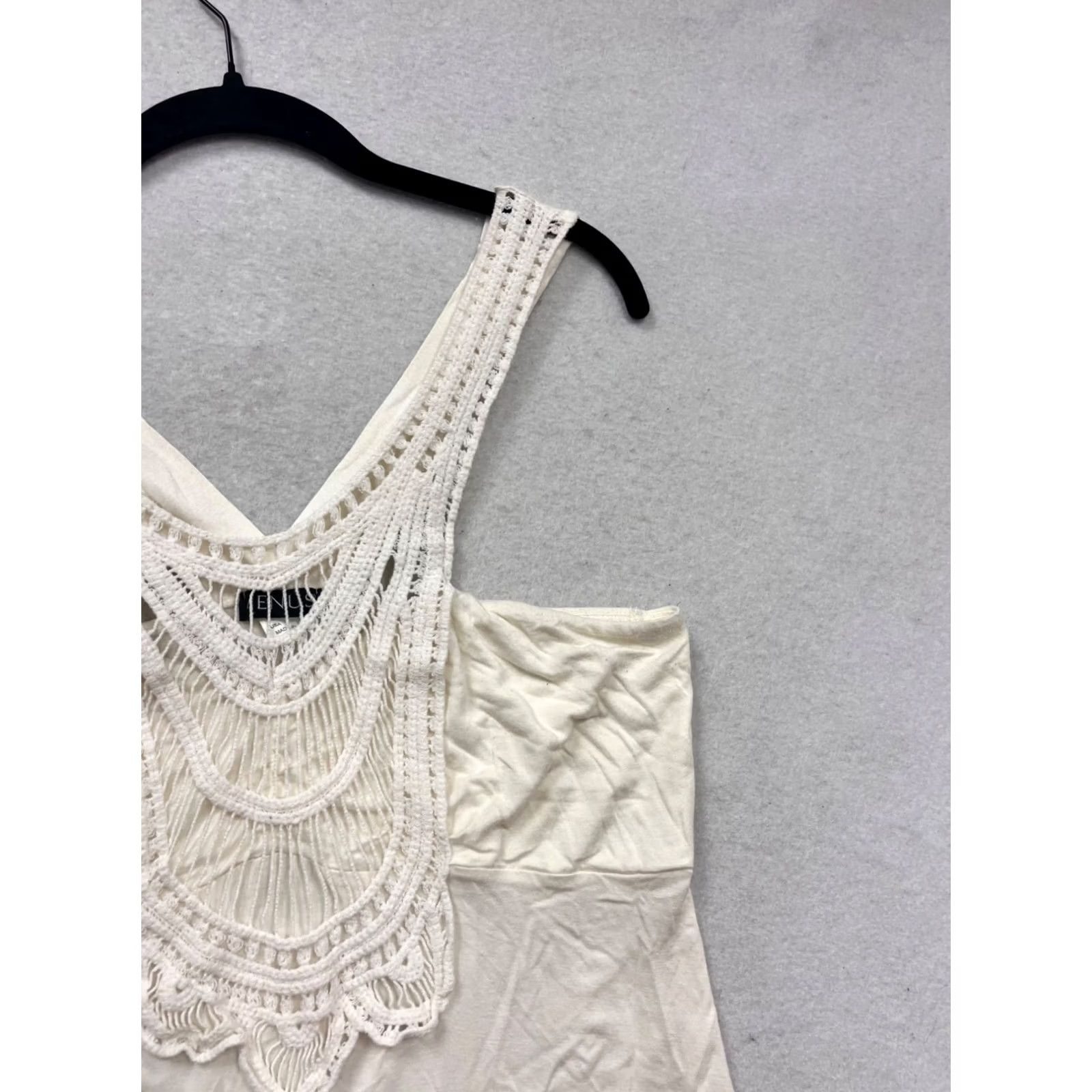 Venus Venus White Tank Top Women's XL Crochet Racerback Cotton Jersey Sleeveless 691A Size XL / US 12-14 / IT 48-50 - 6 Thumbnail