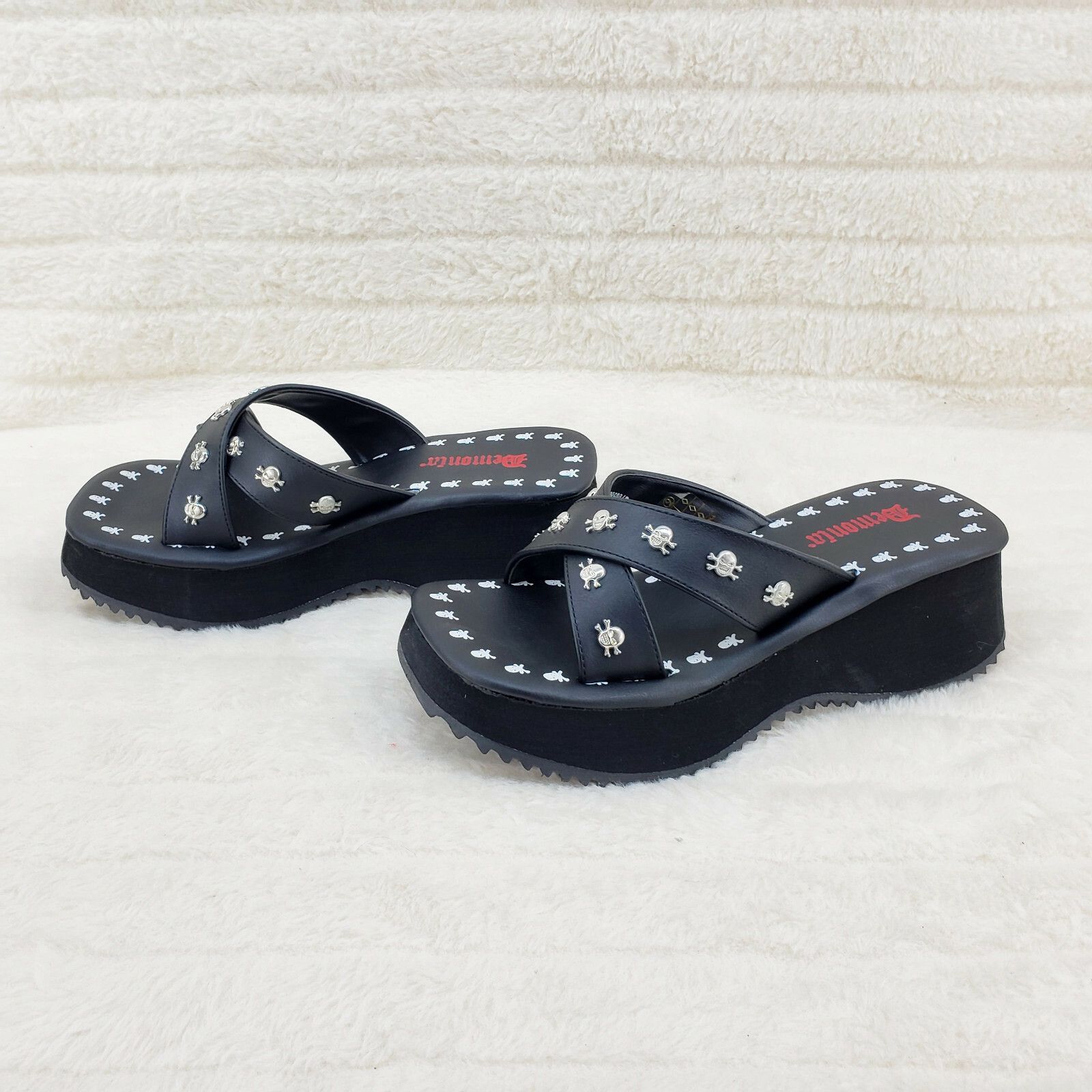 Demonia Cult DEMONIA Flip Demonia Goth Slip On Sandals With Skull Studs N Size US 11 / IT 41 - 5 Thumbnail