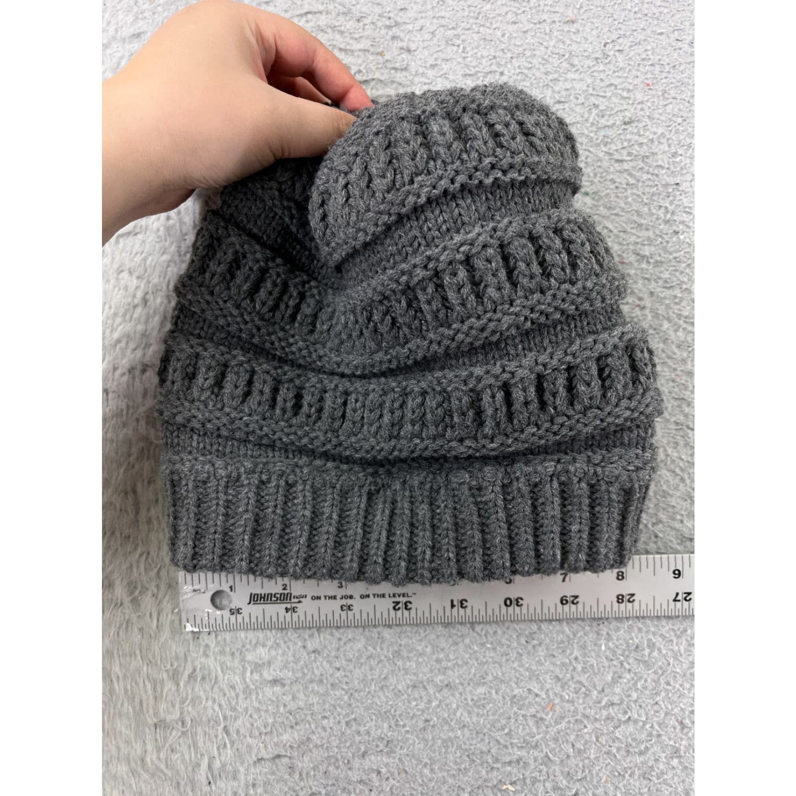 Walmart Walmart Beanie Hat Womens One Size Slouch Toque Charcoal Gray Knit Acrylic Faux Fur Pom Winter Outdoors Ski Womens Size ONE SIZE - 4 Thumbnail