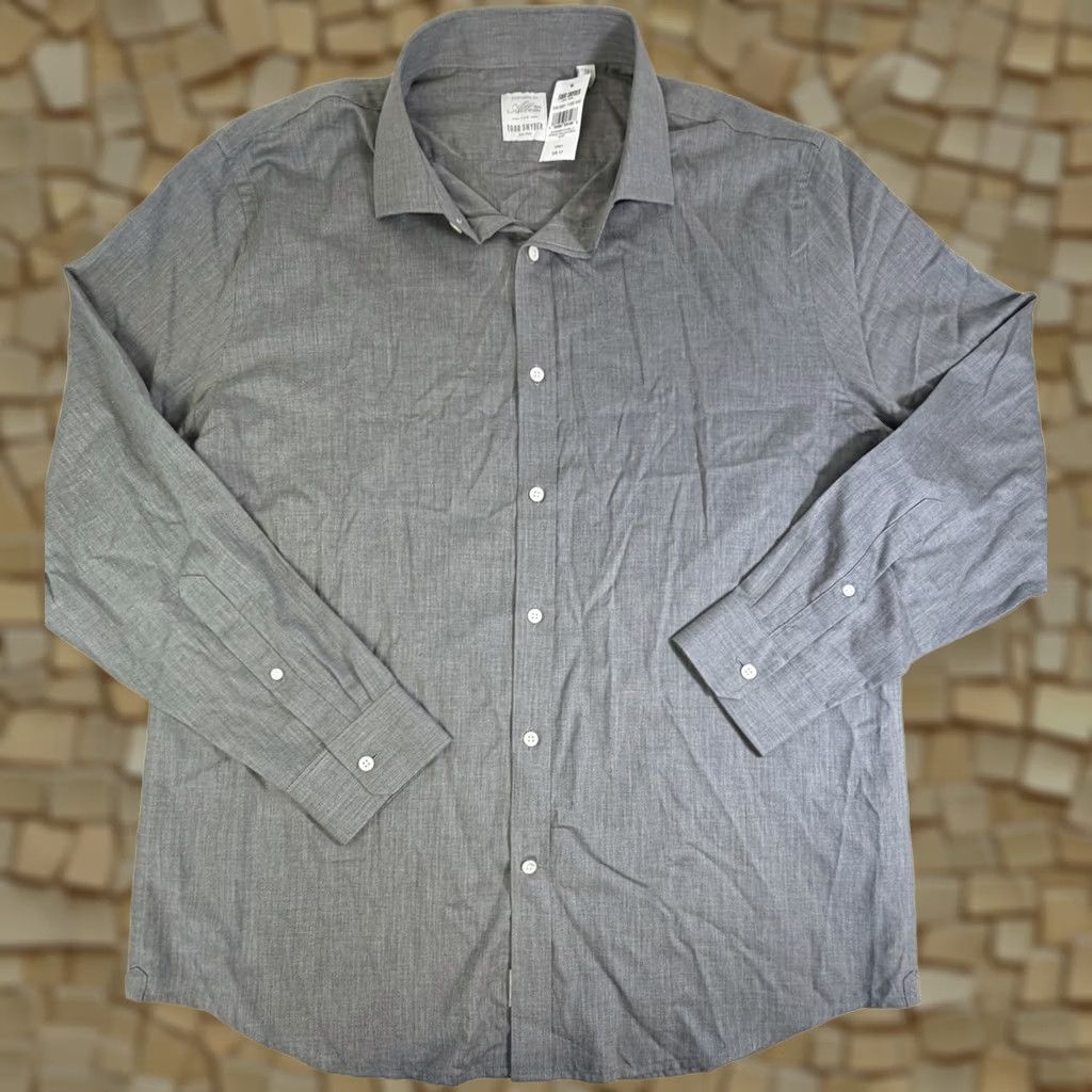Todd Snyder Todd Snyder Dress Shirt Mens 17 Gray Albini Flanella Long Sleeve Spread Collar Regular Fit Button Pearl Size 46R - 1 Thumbnail