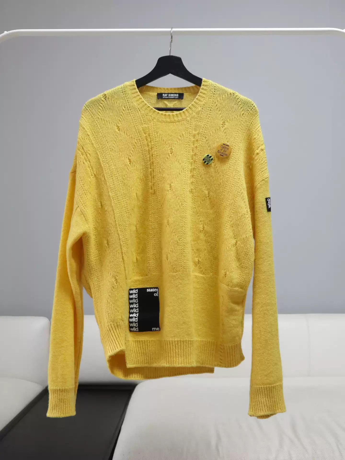 Raf Simons Raf Simons 21SS show yellow patch badge silhouette sweater |  Grailed