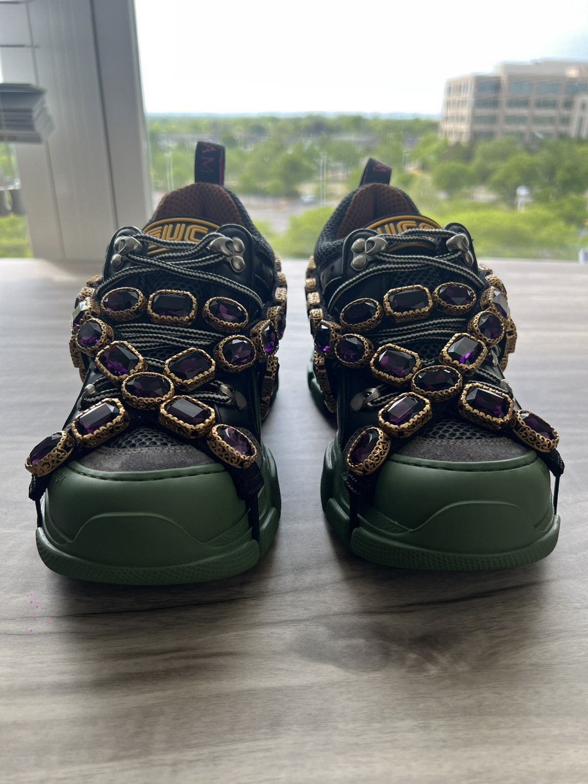 Gucci NEW Gucci Flashtrek Crystals Green Size 5 (EU 35) Womens Size US 5 / IT 35 - 8 Thumbnail