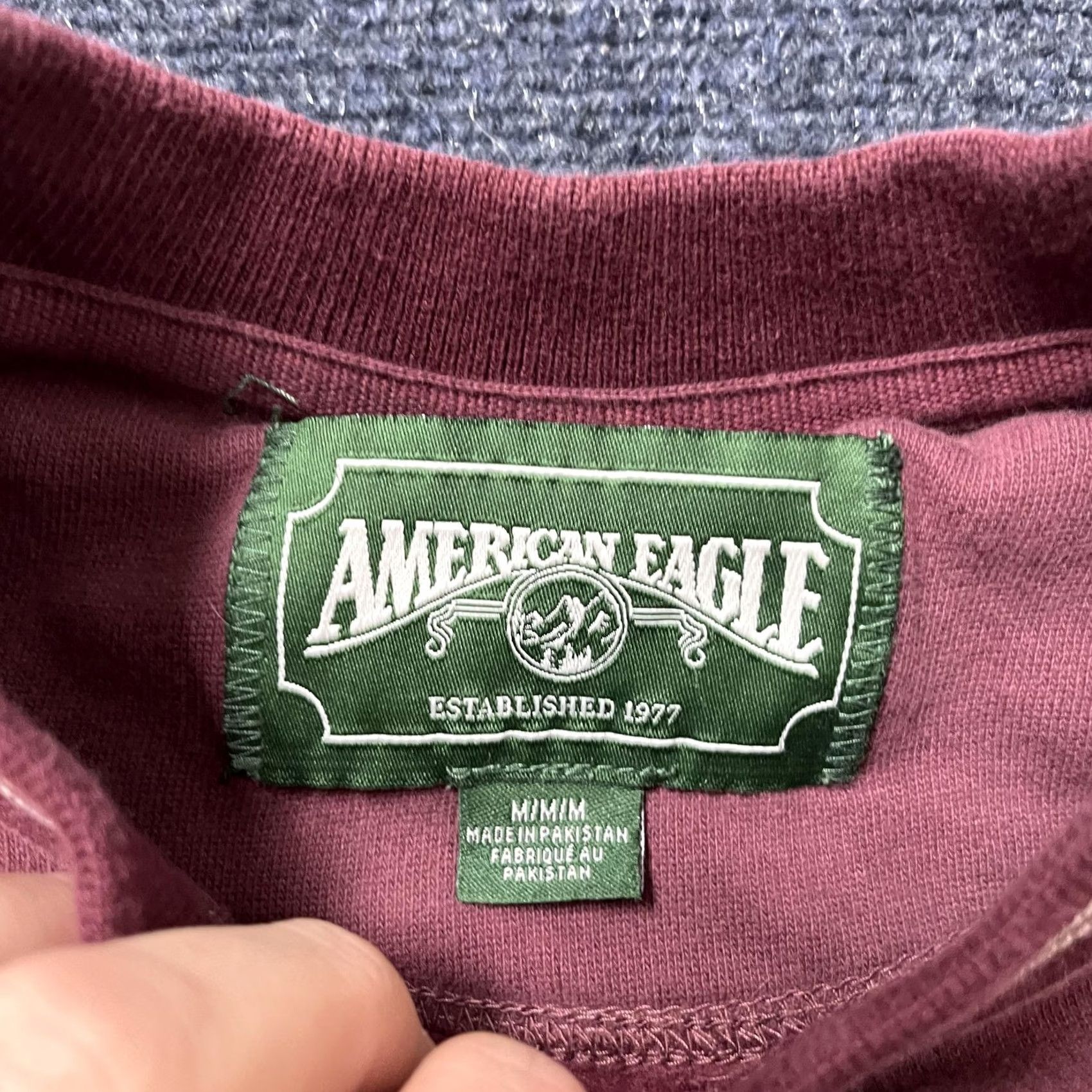 American Eagle Outfitters American Eagle Sweatshirt Mens Medium Crewneck Raglan Striped Logo Graphic Print Red Size US M / EU 48-50 / 2 - 2 Thumbnail