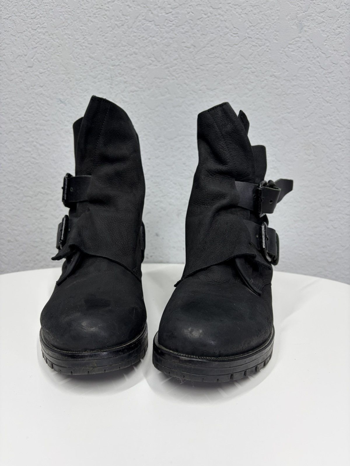 Hedi Slimane Vintage Italian AS 98 Rick Owens Style Leather Biker Boots Size US 7.5 / EU 40-41 - 6 Thumbnail
