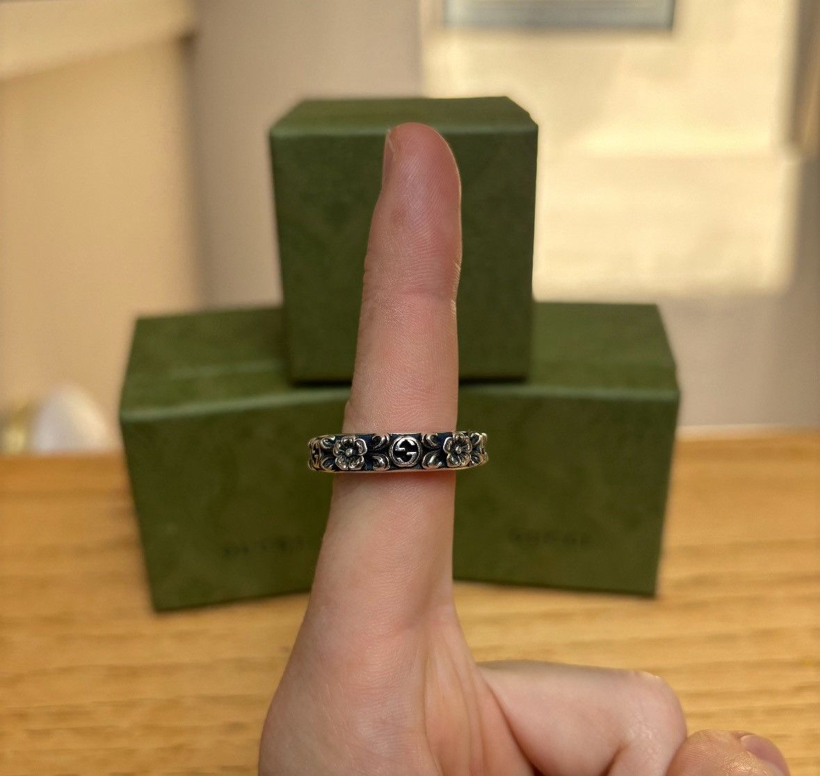 Gucci Gucci Silver Floral GG Ring - Size: 14IT Size ONE SIZE - 2 Thumbnail
