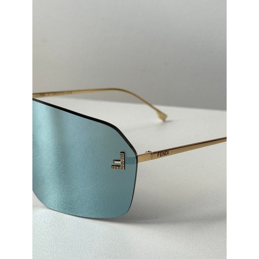 Fendi NEW Fendi FE4121US First Rimless Blue Gold Mask Sunglasses Size ONE SIZE - 6 Thumbnail