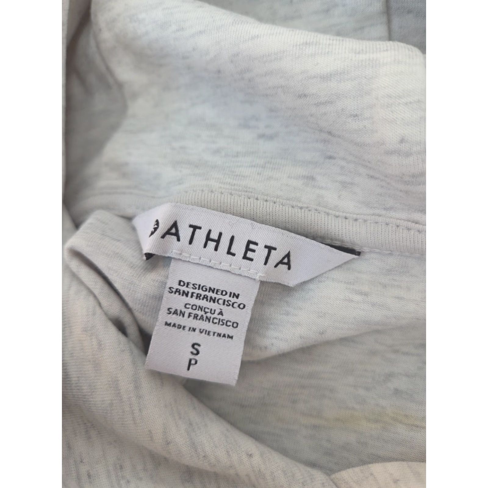 Athleta Athleta Hoodie Womens Small Tie Waist Poplin Gray White Sweatshirt Top Pullover Casual Activewear Size S / US 4 / IT 40 - 5 Thumbnail
