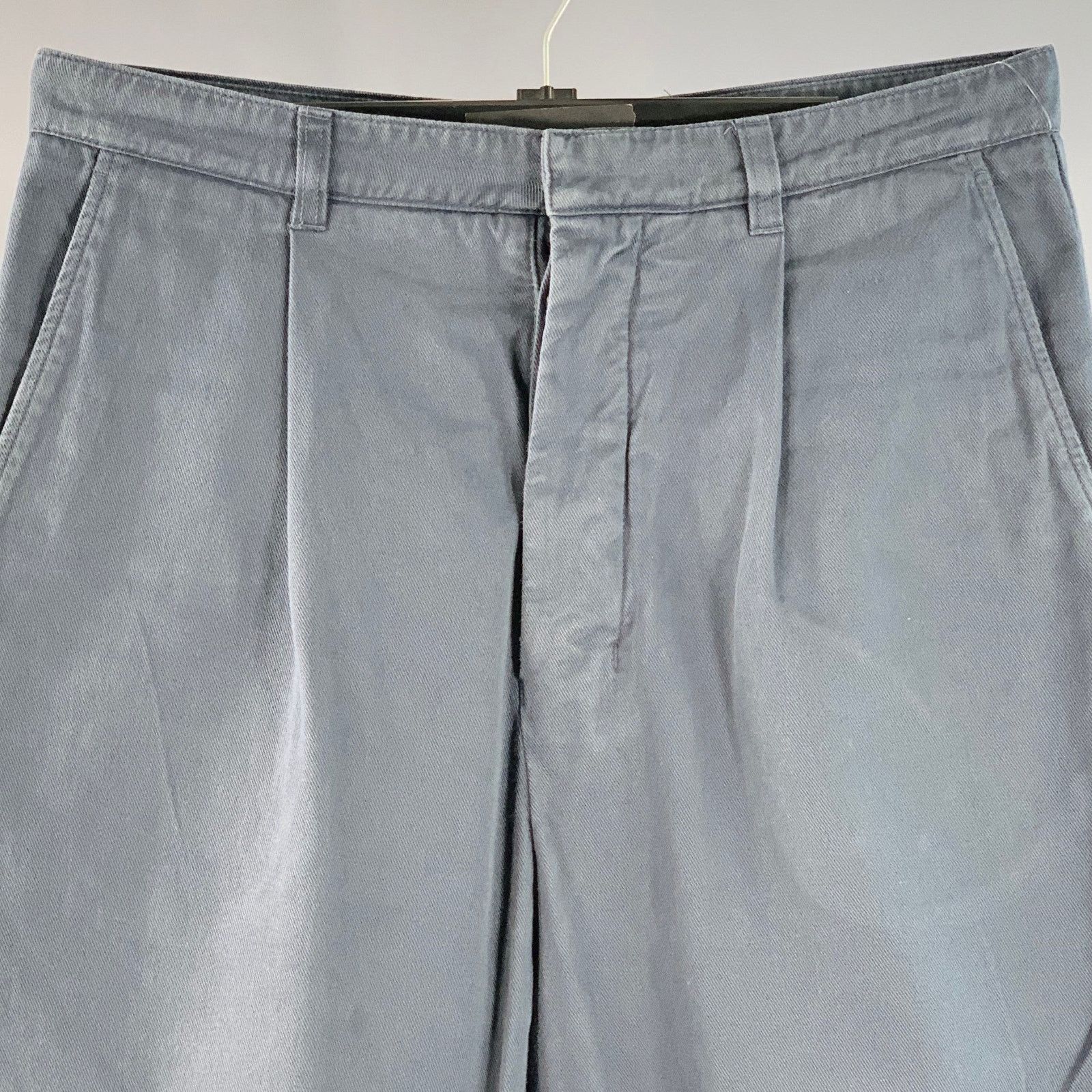 AMI Size M Blue Cotton Pleated Button Fly Casual Pants Size US 34 / EU 50 - 2 Thumbnail