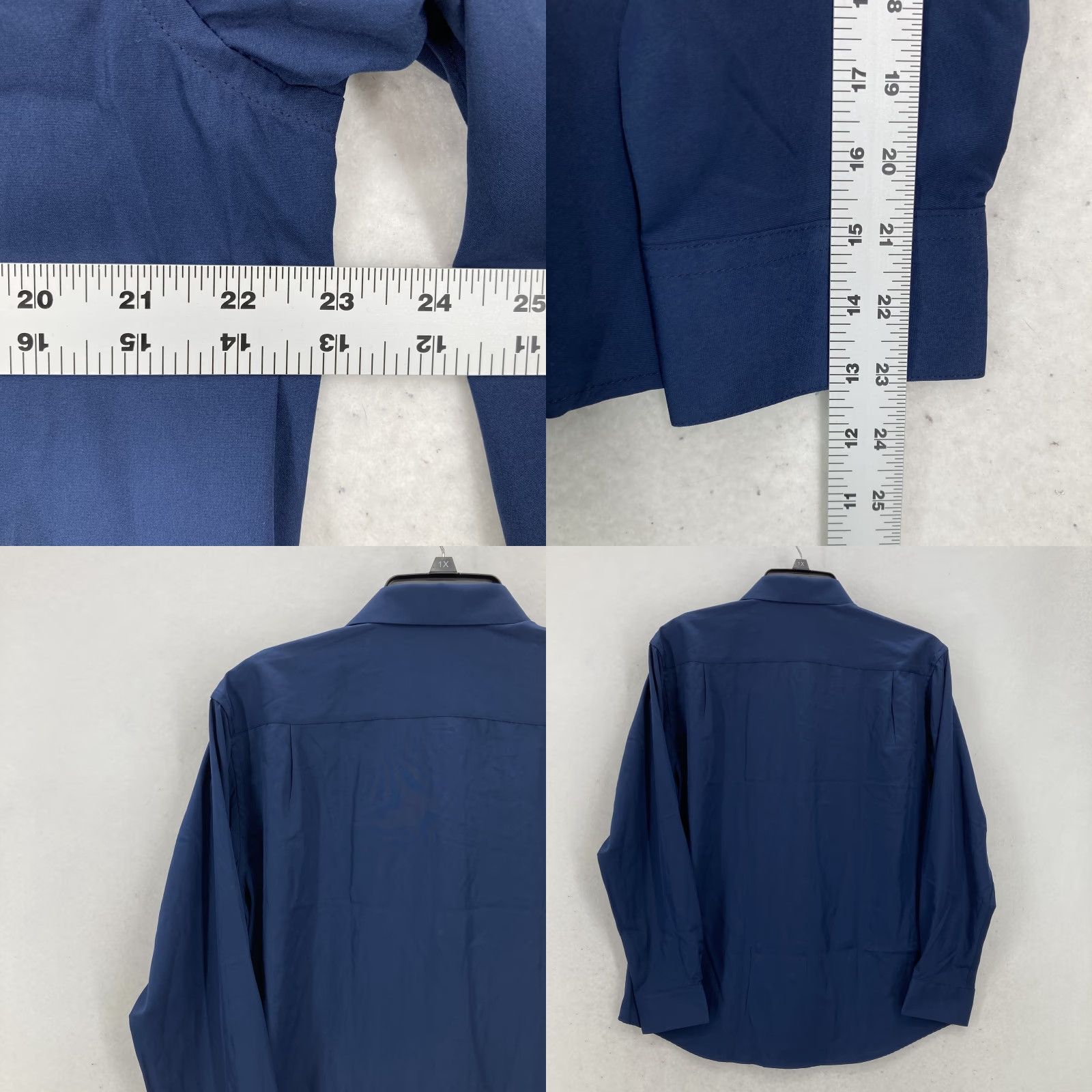 Nautica Nautica Dress Shirt Mens M Dark Navy Blue Regular Fit Stretch Button Up NWT Size 40R - 8 Thumbnail