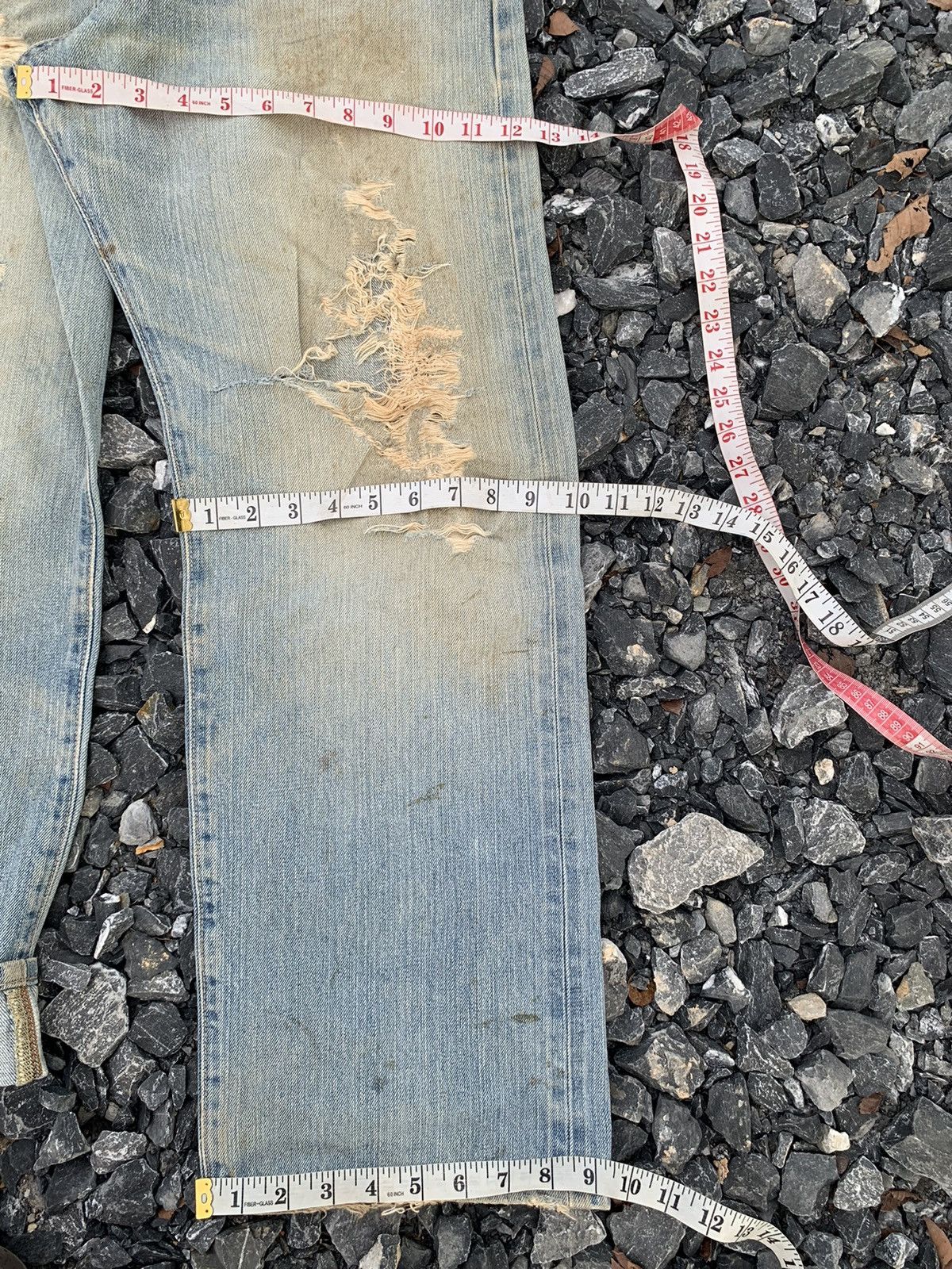 Kapital VINTAGE EDWIN 505 SELVEDGE FADED RUSTY DISTRESSED DENIM Size US 31 - 25 Thumbnail