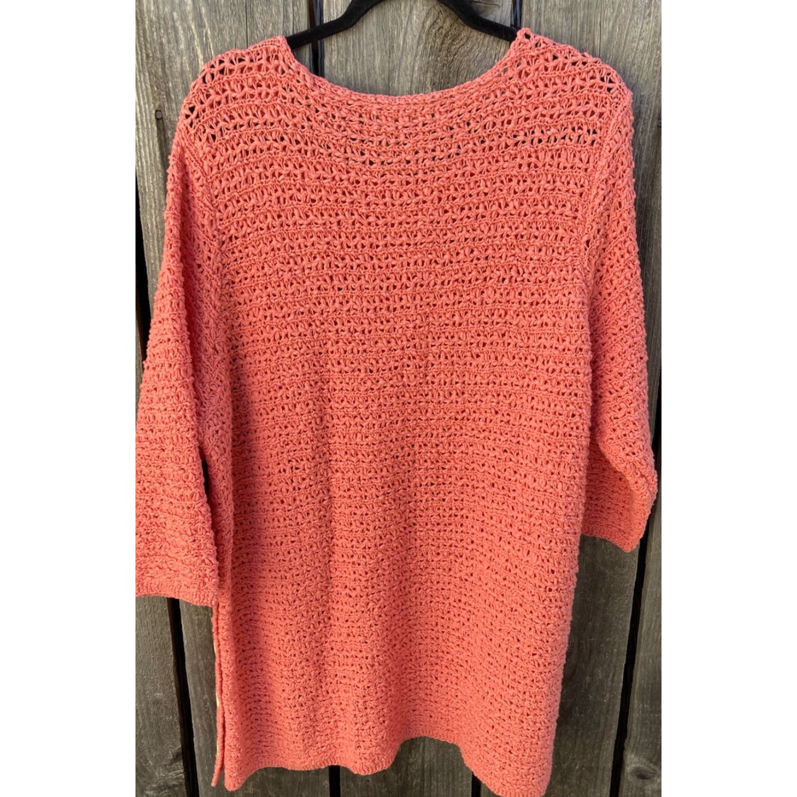 J. Jill J. Jill Women's Pink Tight-Knit 3/4 Sleeve Button Sweater Dress XL Cotton Heavyweight Casual Knit Dress Mens? Wait. Size XL / US 12-14 / IT 48-50 - 4 Thumbnail