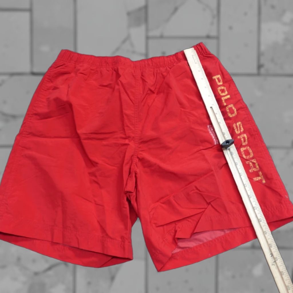 Vintage VINTAGE Polo Sport Mens Swim Shorts M Red Solid Lined Drawstring Shorts Mens Red Navy? Size US M / EU 48-50 / 2 - 1 Thumbnail