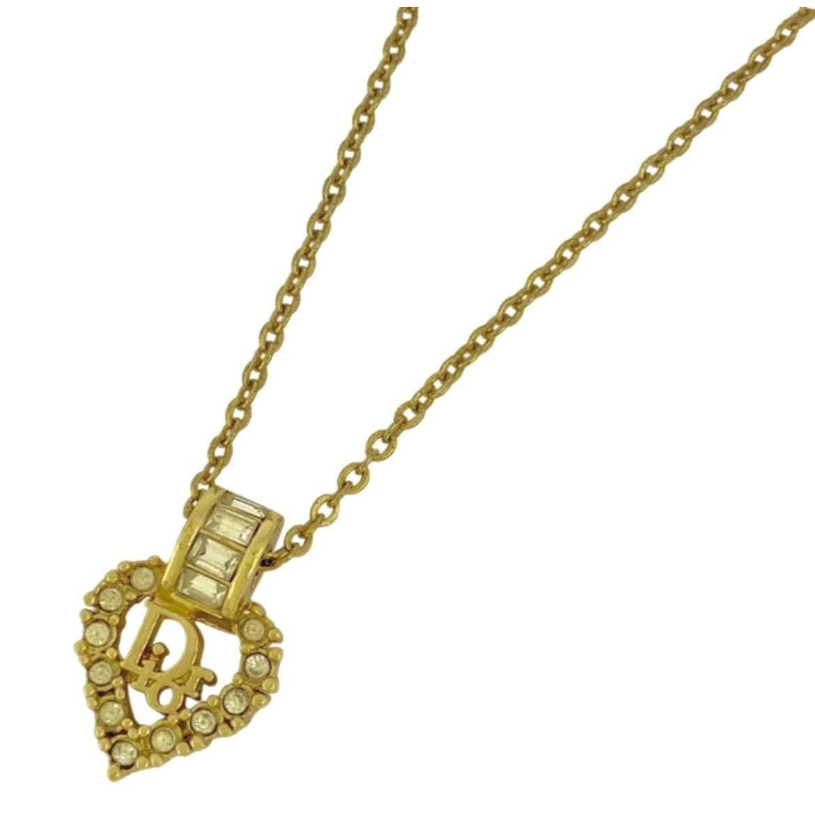 Dior Vintage Christian Dior heart top necklace with rhinestones Size ONE SIZE - 2 Thumbnail