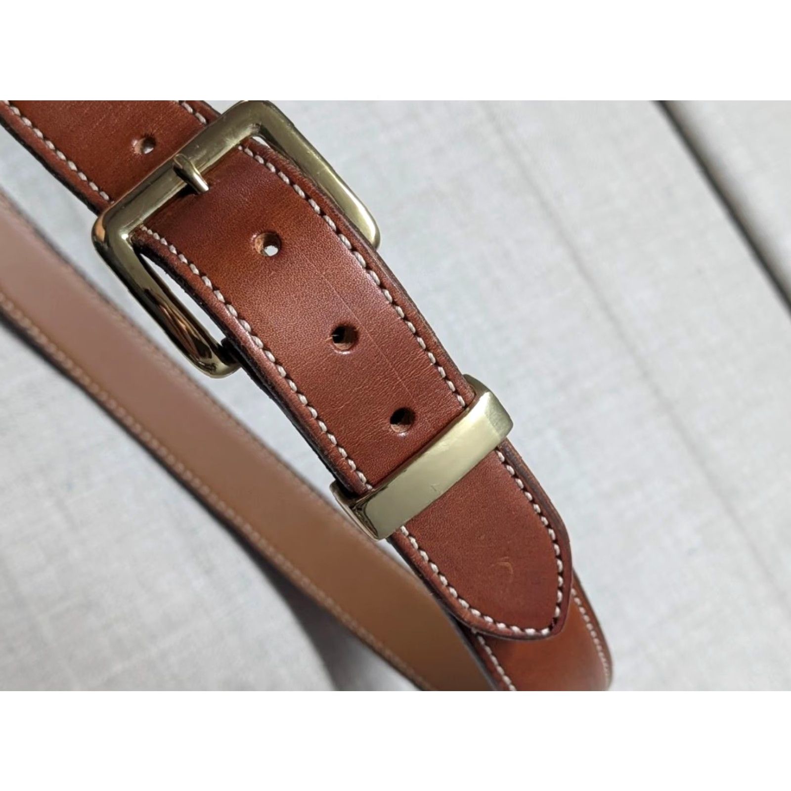 Vintage VINTAGE AKER belt WESTERN Belt 42 brown leather USA made mens thick holster buckle Size 42 - 3 Thumbnail