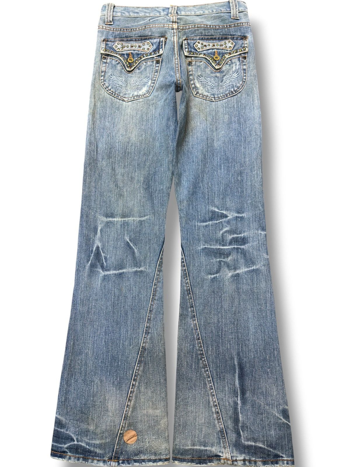 If Six Was Nine Vintage Nylaus Jeans Flare Grunge Studded Denim Size US 30 / EU 46 - 4 Thumbnail