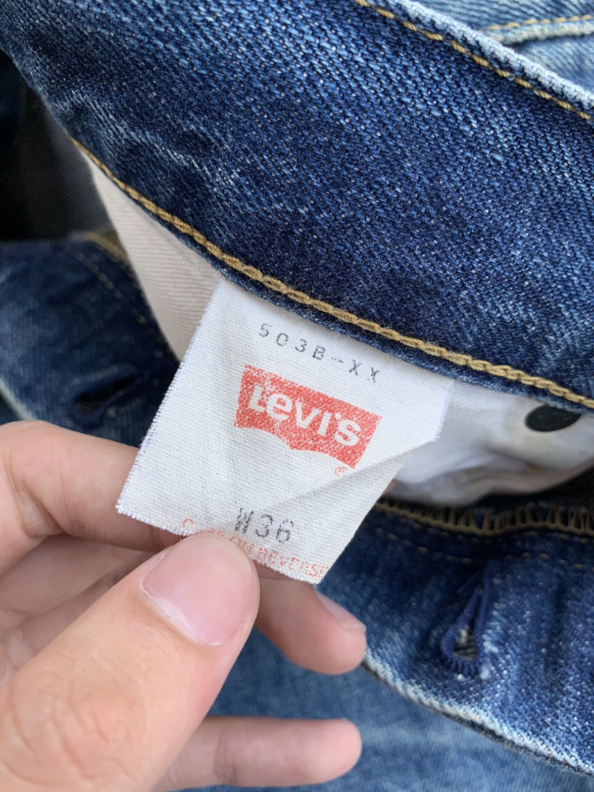 Levi's × Vintage Vintage Levis Big E 503B Selvedge Distressed Denim Size US 34 / EU 50 - 13 Thumbnail
