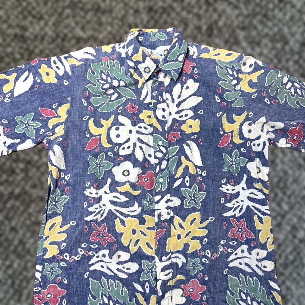 Reyn Spooner VINTAGE Reyn Spooner Shirt Mens L Floral hawaiian Button S/S Reverse Print Blue 1980s Casual Mens Size US L / EU 52-54 / 3 - 1 Thumbnail