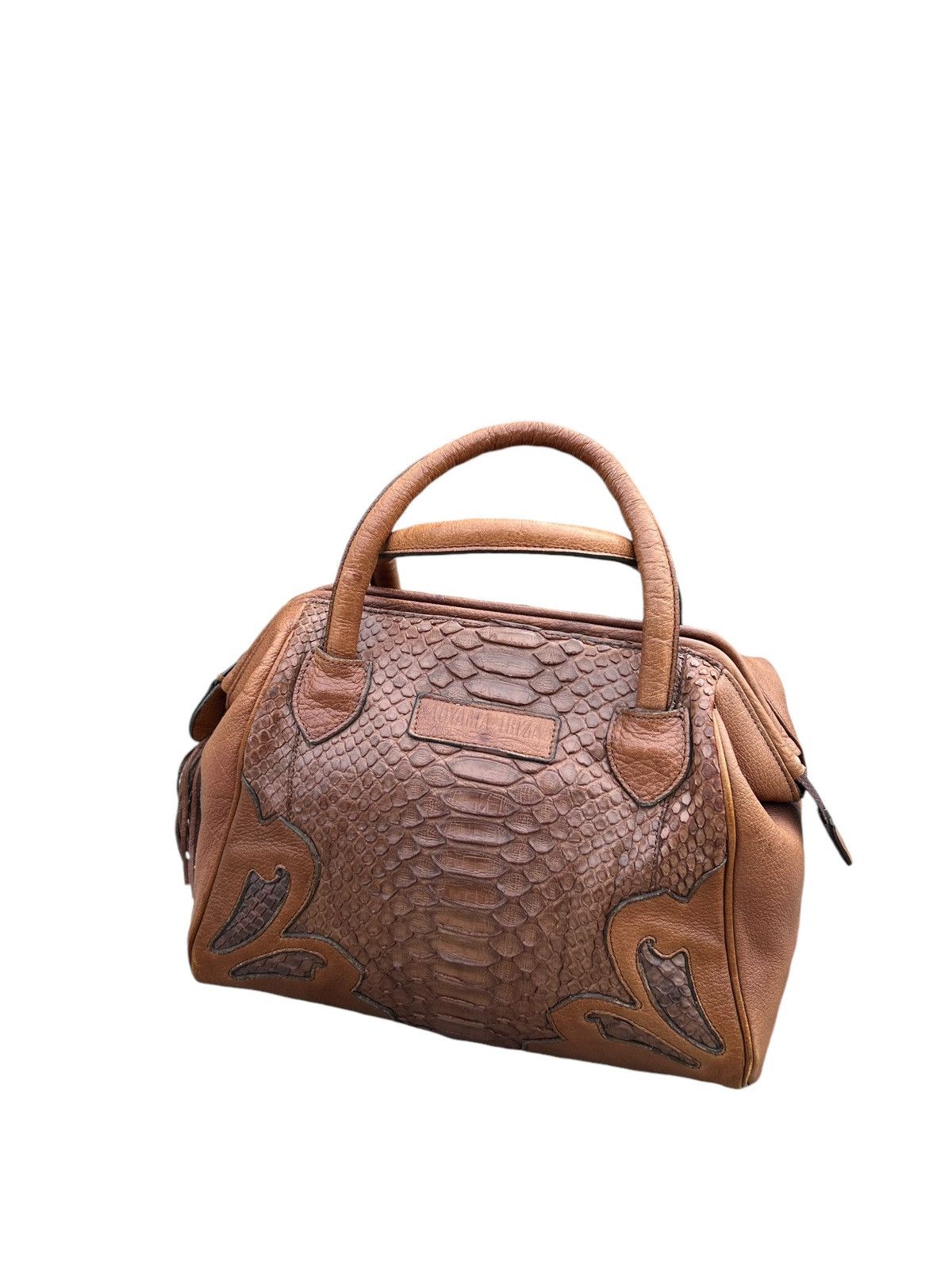 Leather Vintage Ibiza Japan Patina Python Snake Leather Doctor Bag Size ONE SIZE - 5 Thumbnail
